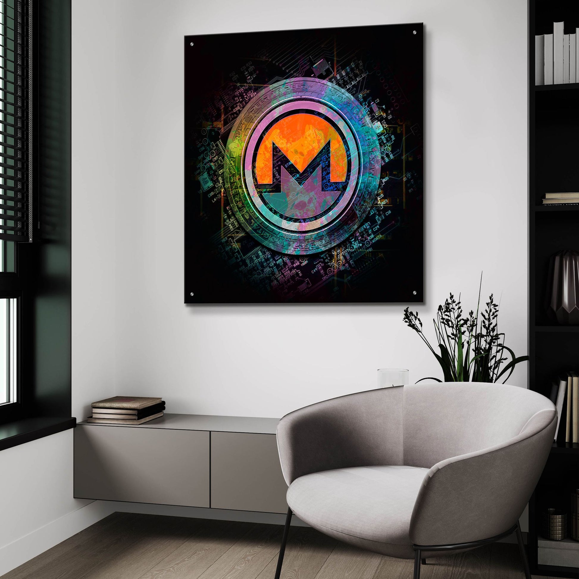 Epic Art 'Monero Crypto Power' by Epic Portfolio, Acrylic Glass Wall Art,36x36