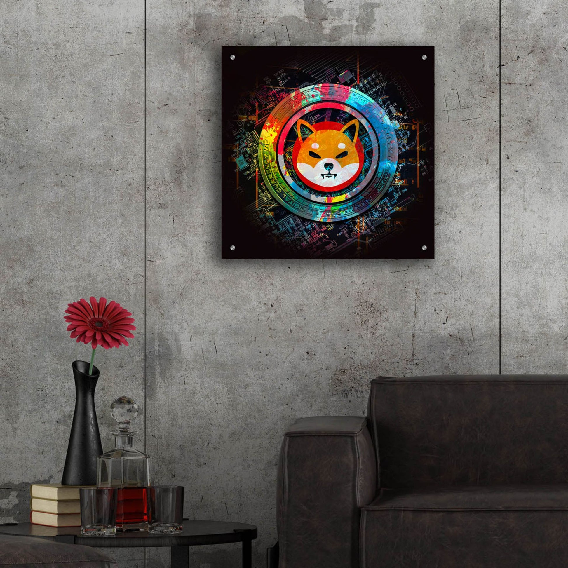 Epic Art 'Shiba Inu Crypto Power' by Epic Portfolio, Acrylic Glass Wall Art,24x24