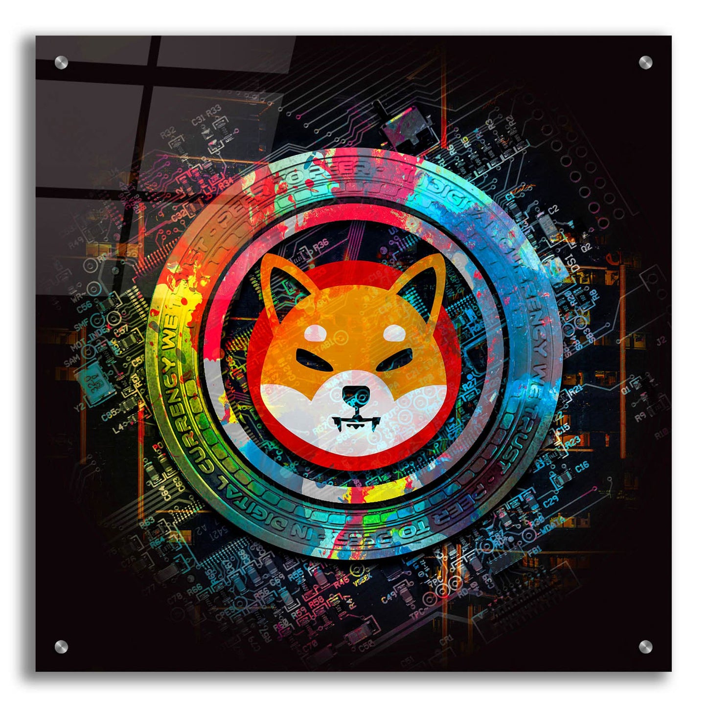 Epic Art 'Shiba Inu Crypto Power' by Epic Portfolio, Acrylic Glass Wall Art,24x24