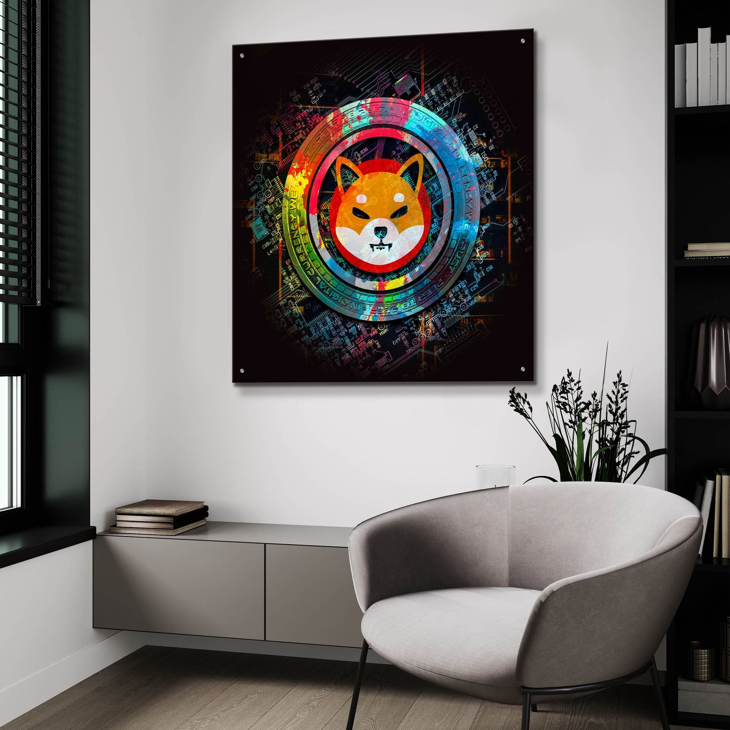 Epic Art 'Shiba Inu Crypto Power' by Epic Portfolio, Acrylic Glass Wall Art,36x36