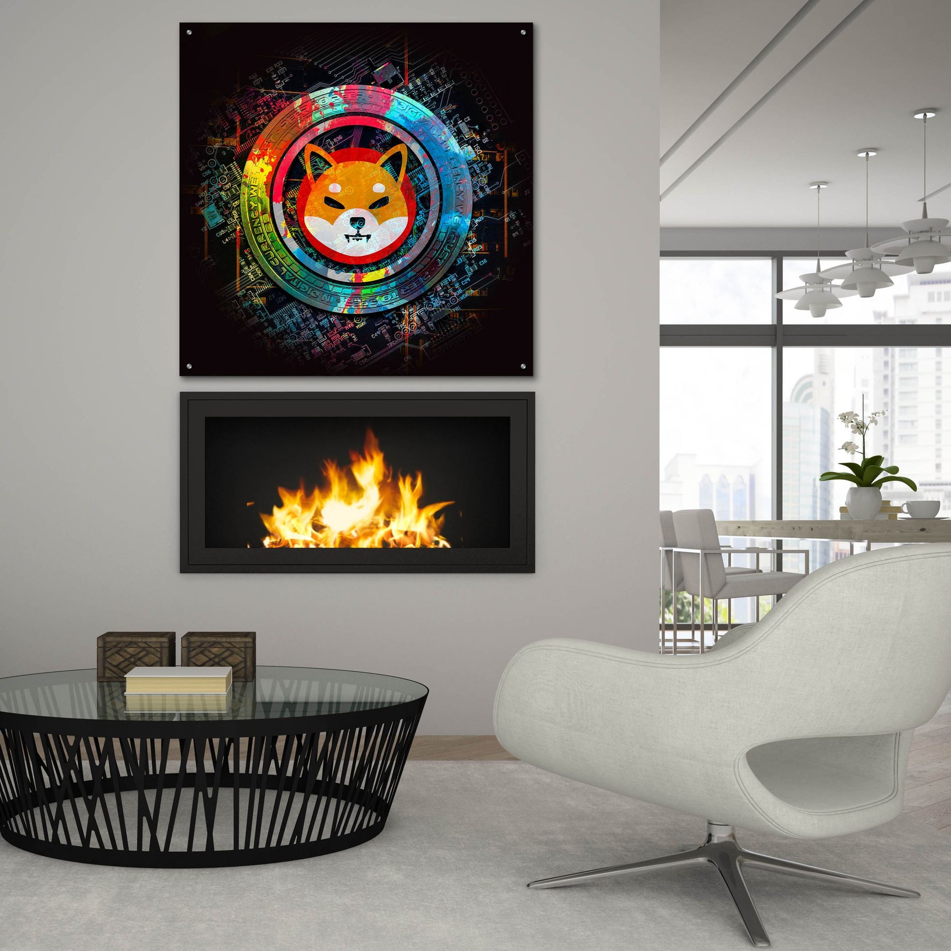 Epic Art 'Shiba Inu Crypto Power' by Epic Portfolio, Acrylic Glass Wall Art,36x36