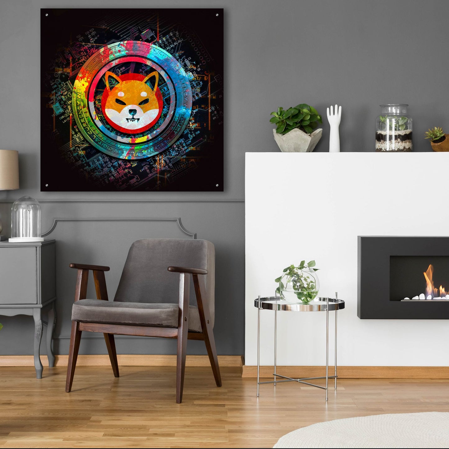 Epic Art 'Shiba Inu Crypto Power' by Epic Portfolio, Acrylic Glass Wall Art,36x36