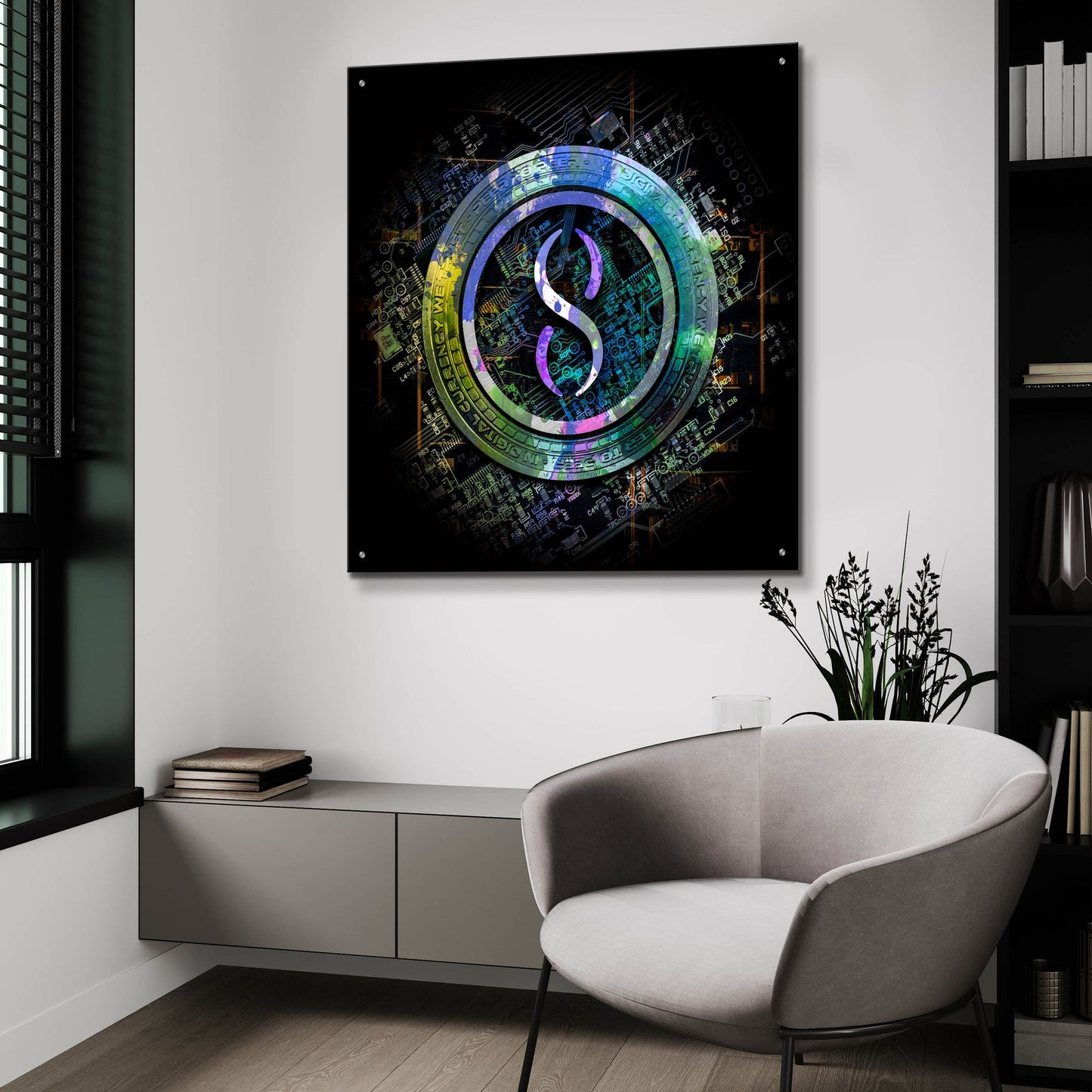 Epic Art 'Singularity Crypto Power' by Epic Portfolio, Acrylic Glass Wall Art,36x36