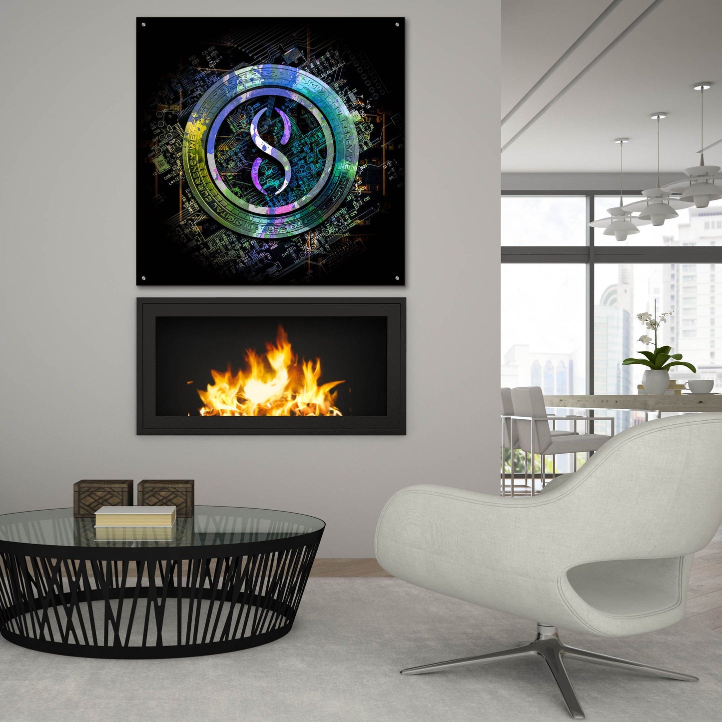 Epic Art 'Singularity Crypto Power' by Epic Portfolio, Acrylic Glass Wall Art,36x36