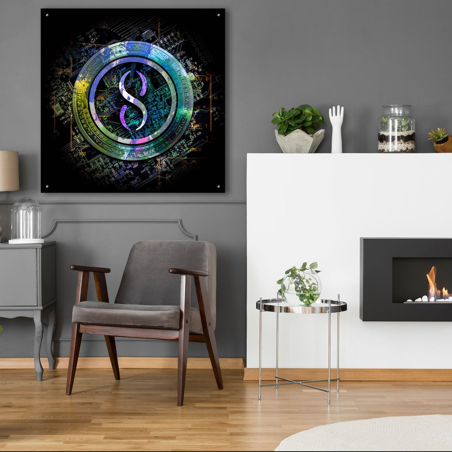 Epic Art 'Singularity Crypto Power' by Epic Portfolio, Acrylic Glass Wall Art,36x36