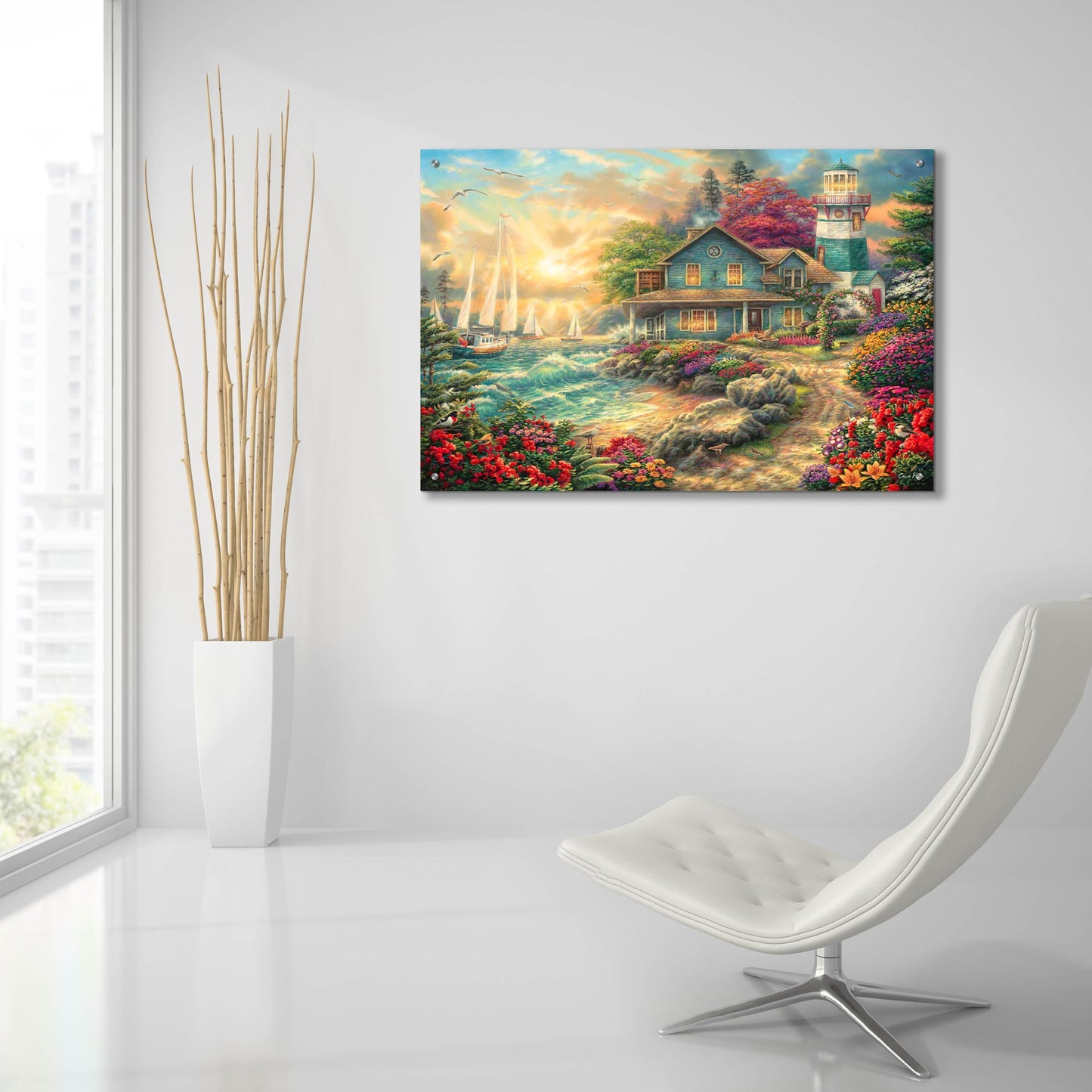 Epic Art 'Sunrise by the Sea' by Chuck Pinson, Acrylic Glass Wall Art,36x24