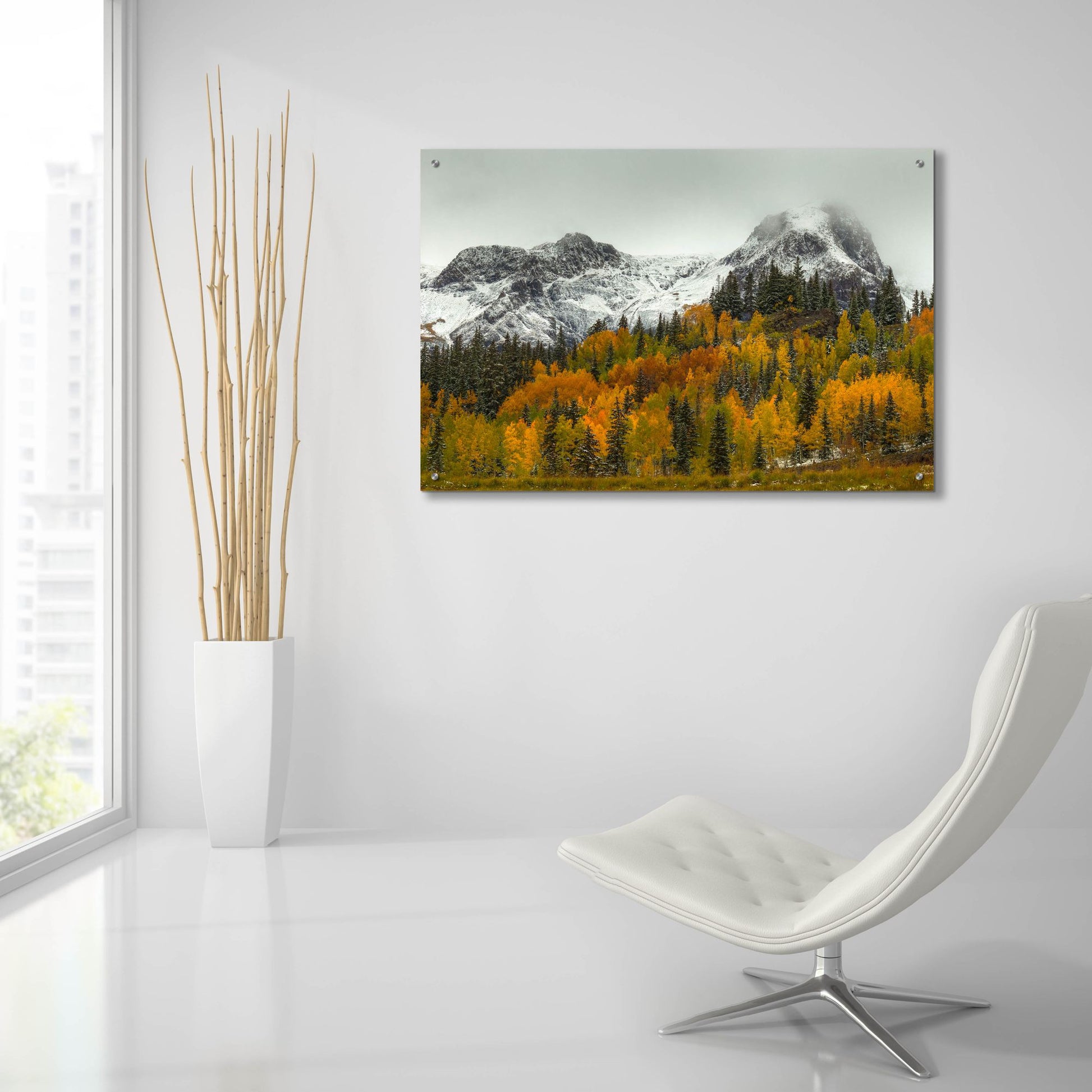 Epic Art 'A Rocky Mountain Autumn' by Bill Sherrell, Acrylic Glass Wall Art,36x24