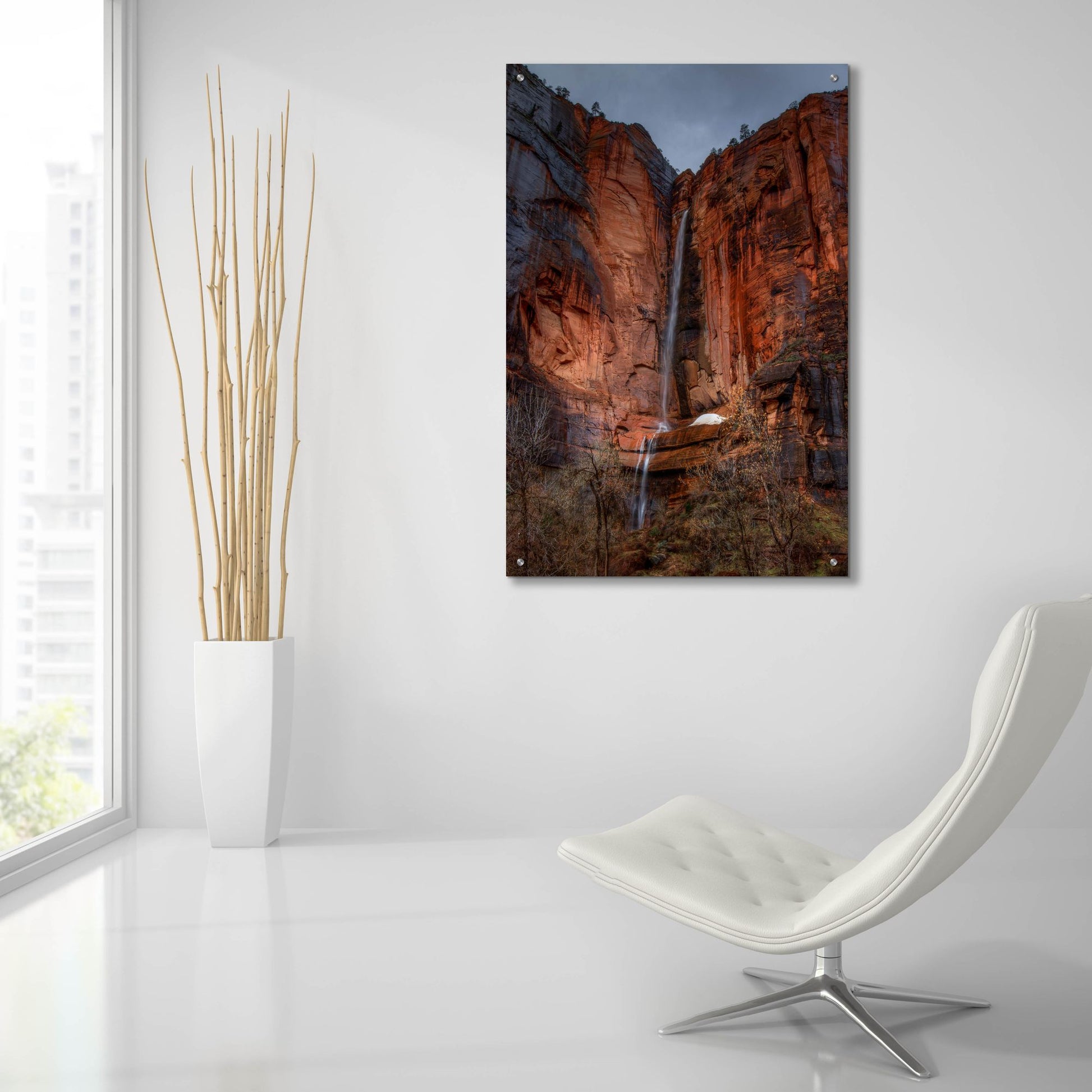 Epic Art 'Waterfall Beauty At Zion' by Bill Sherrell, Acrylic Glass Wall Art,24x36