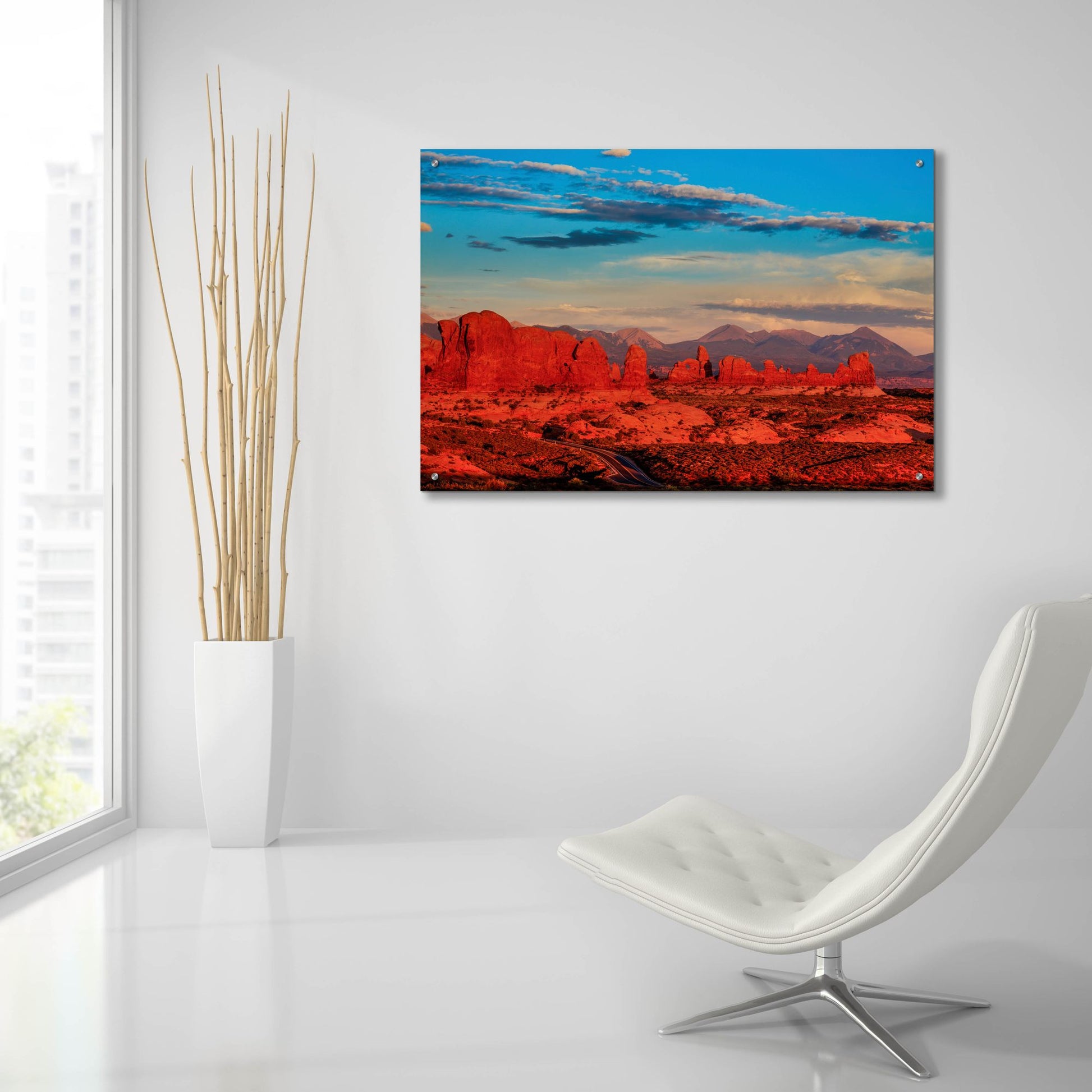 Epic Art 'Glowing Rock Towers At Sunset' by Bill Sherrell, Acrylic Glass Wall Art,36x24