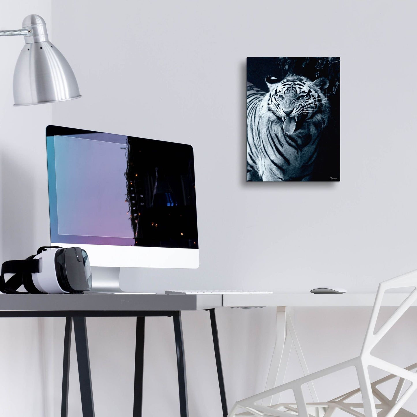 Epic Art 'White Tiger 2' by Gordon Semmens, Acrylic Glass Wall Art,12x16