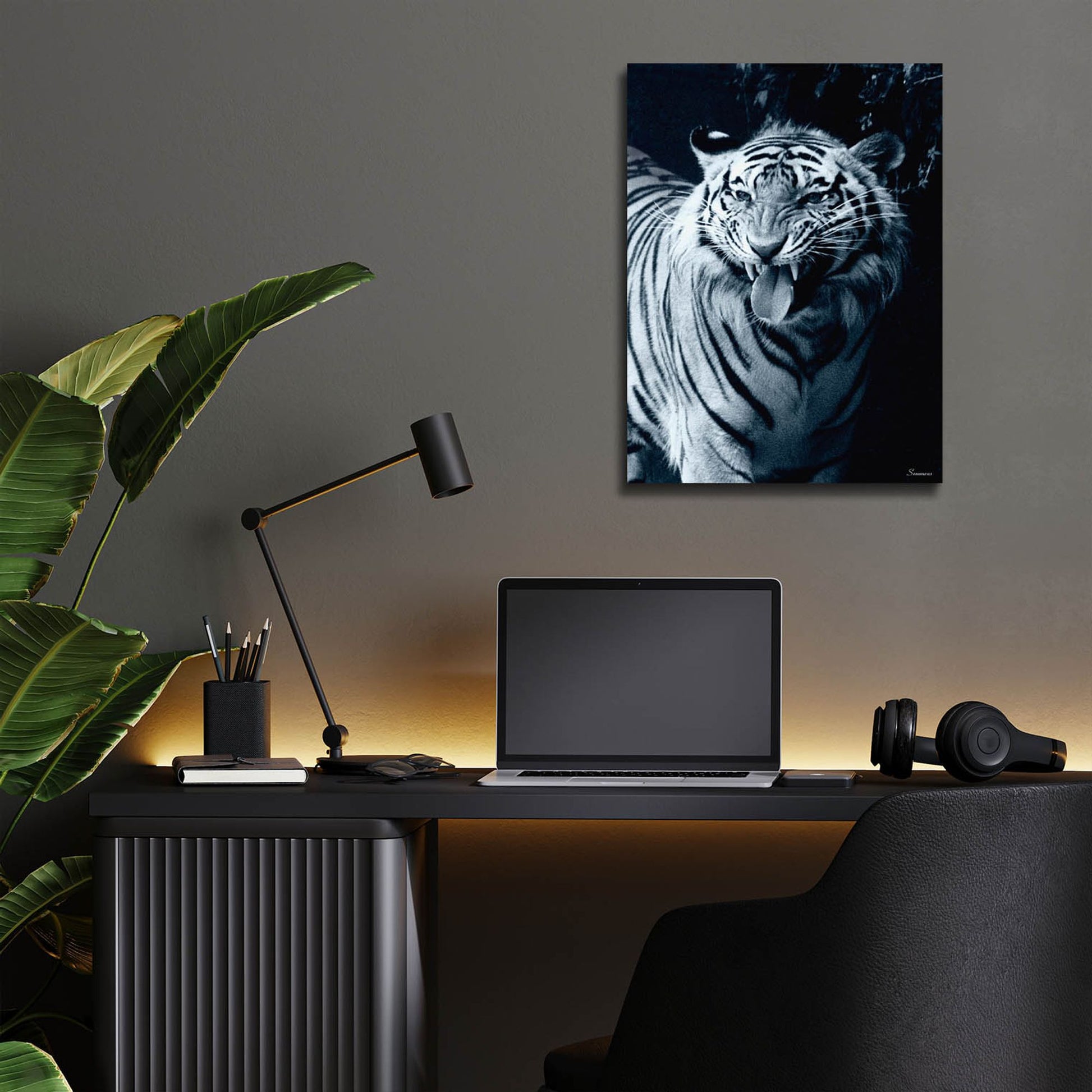 Epic Art 'White Tiger 2' by Gordon Semmens, Acrylic Glass Wall Art,12x16