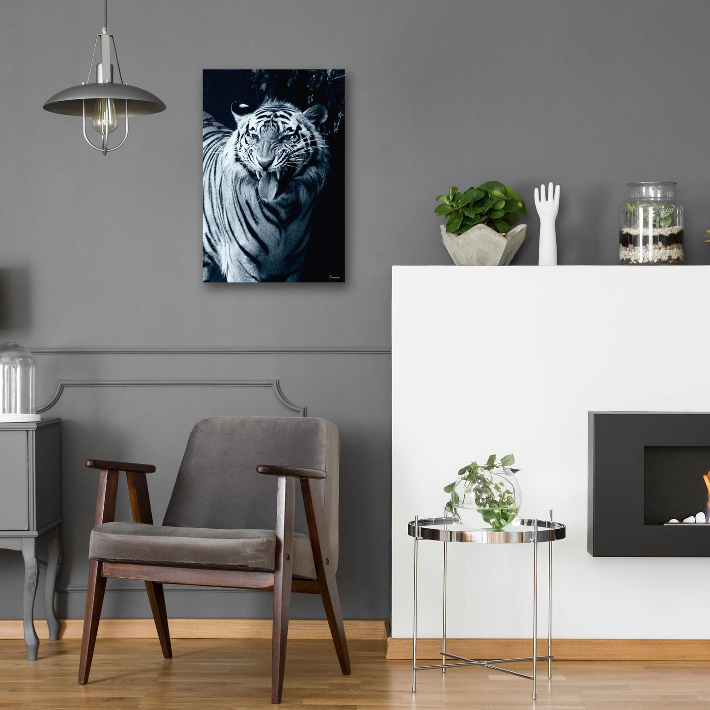 Epic Art 'White Tiger 2' by Gordon Semmens, Acrylic Glass Wall Art,16x24