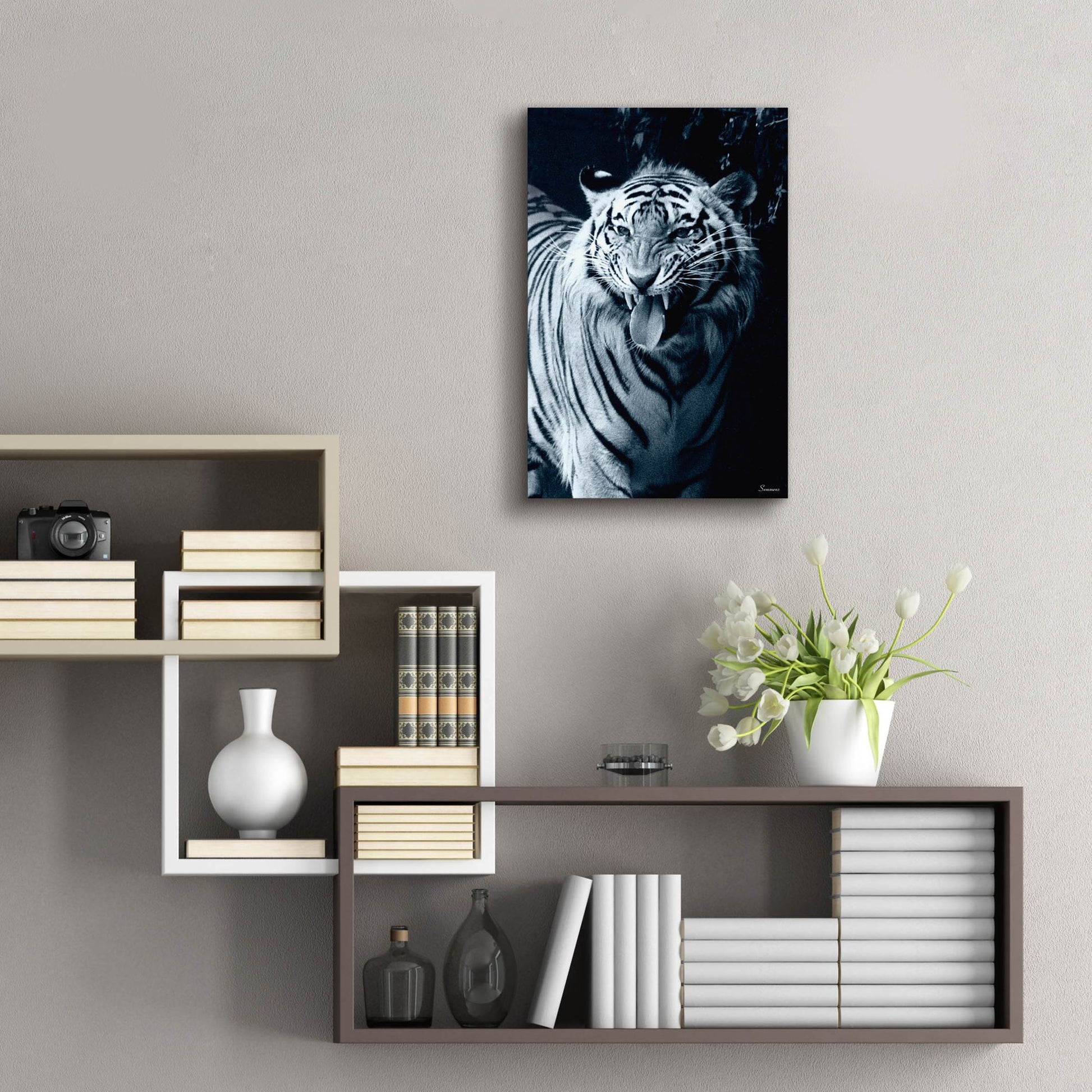 Epic Art 'White Tiger 2' by Gordon Semmens, Acrylic Glass Wall Art,16x24