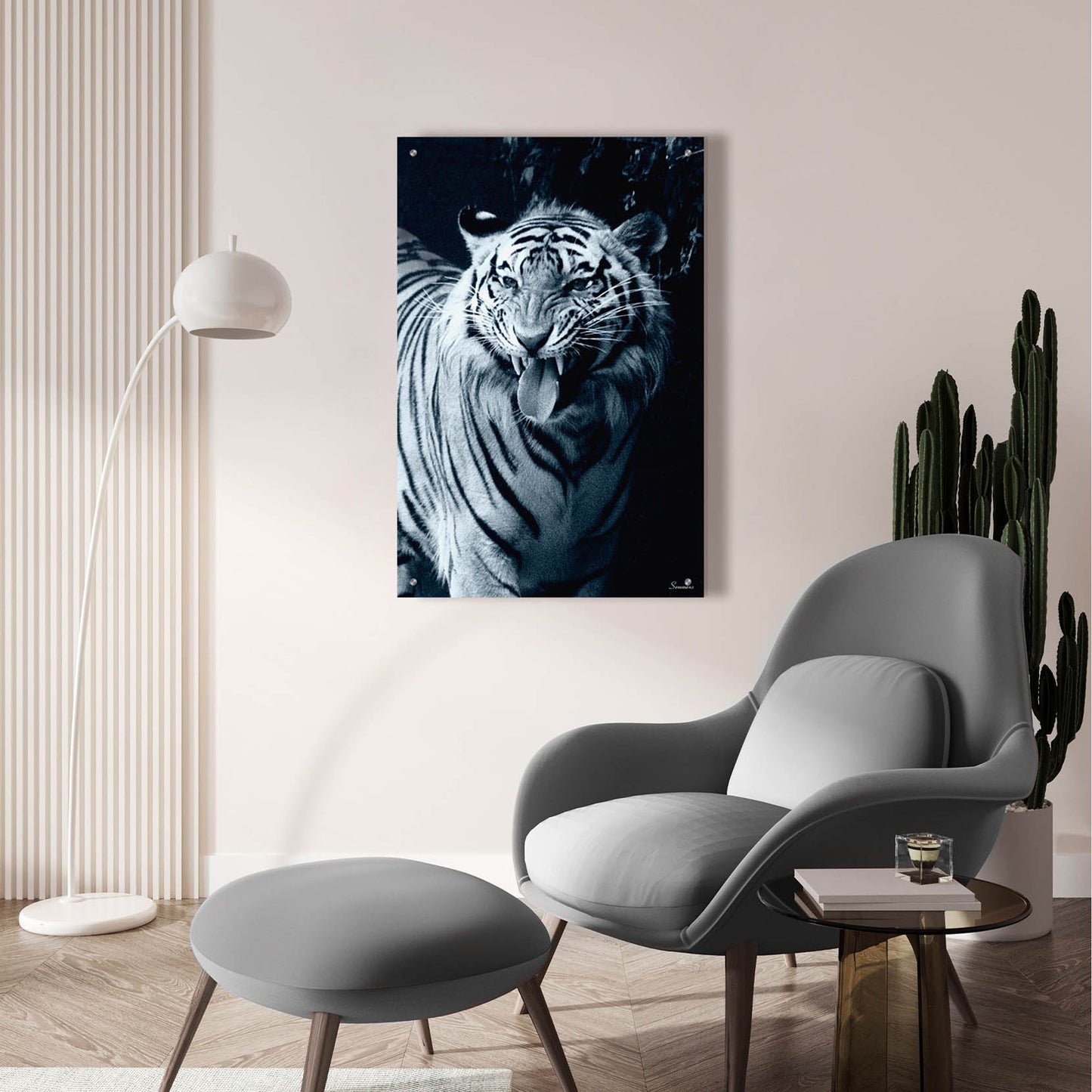 Epic Art 'White Tiger 2' by Gordon Semmens, Acrylic Glass Wall Art,24x36