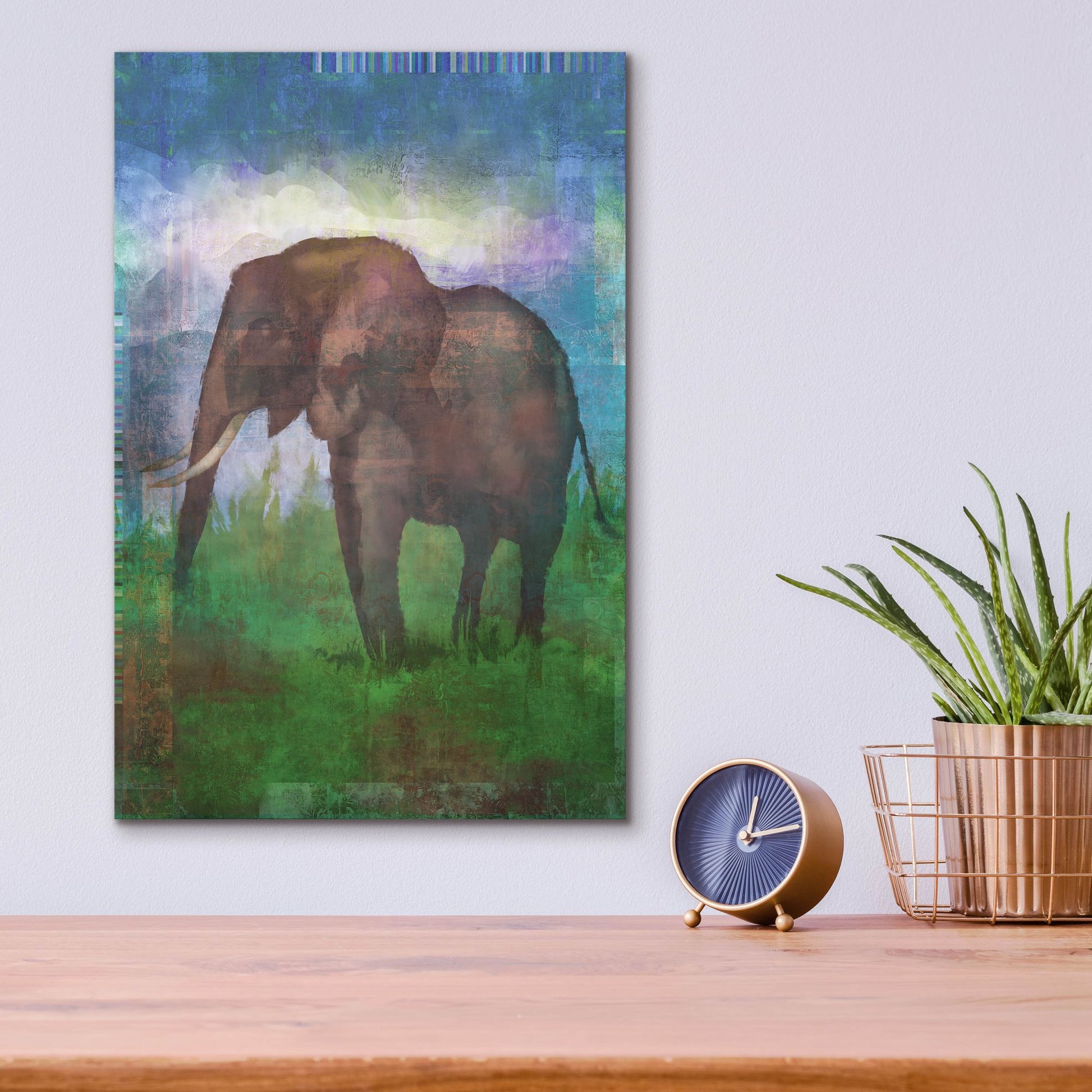 Epic Art 'Africa Elephant' by Greg Simanson, Acrylic Glass Wall Art,12x16