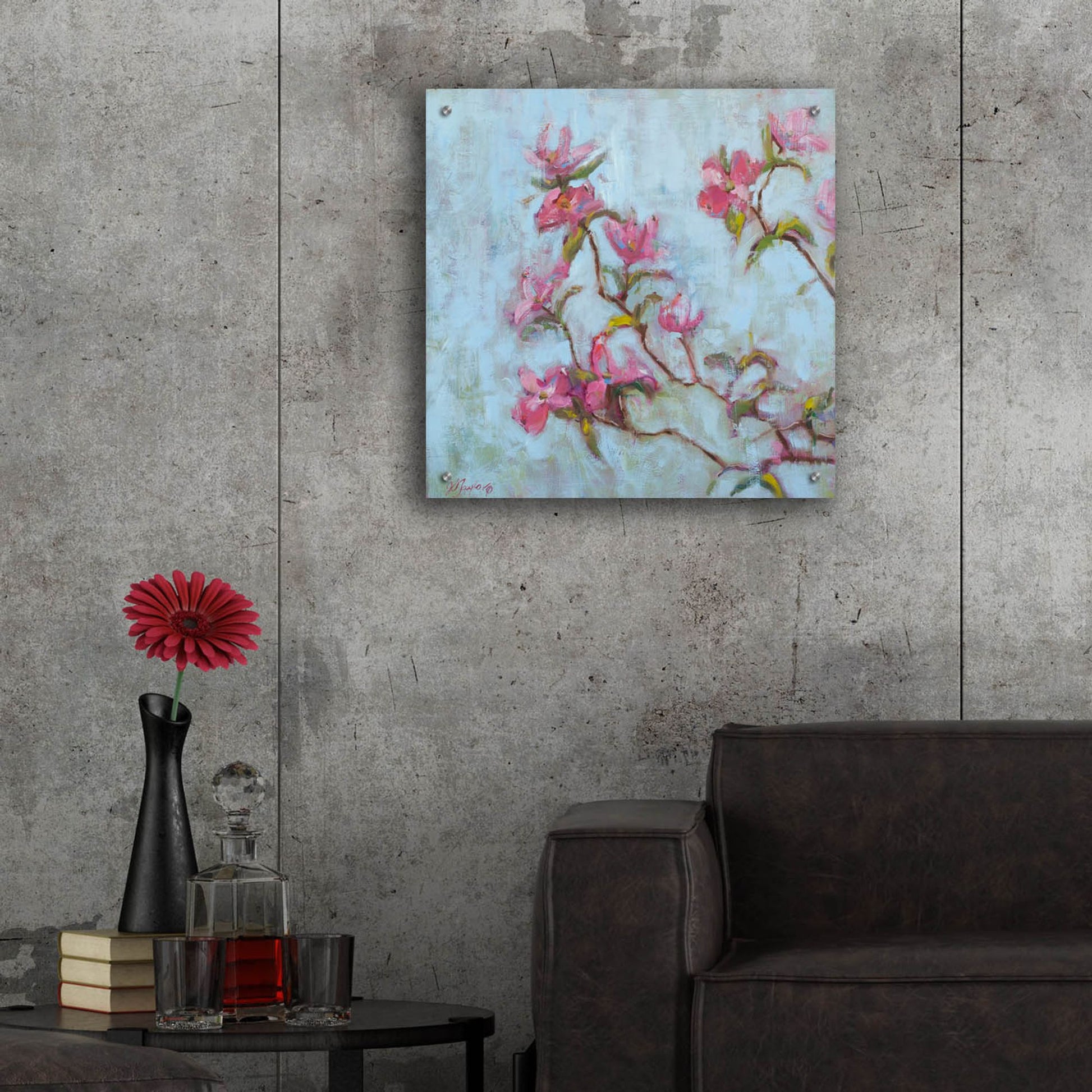 Epic Art 'Pink Dogwood' by Jennifer Stottle Taylor, Acrylic Glass Wall Art,24x24