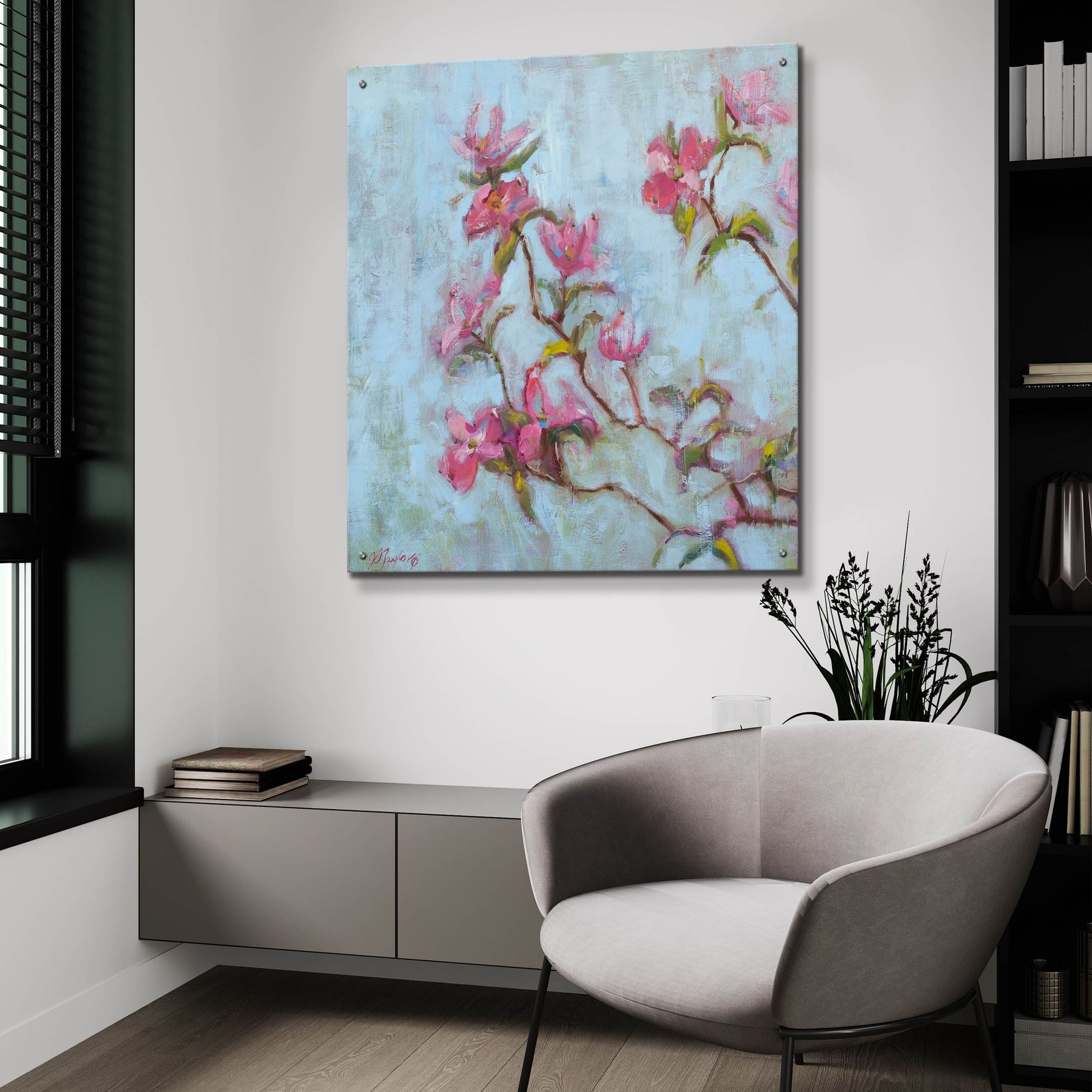 Epic Art 'Pink Dogwood' by Jennifer Stottle Taylor, Acrylic Glass Wall Art,36x36