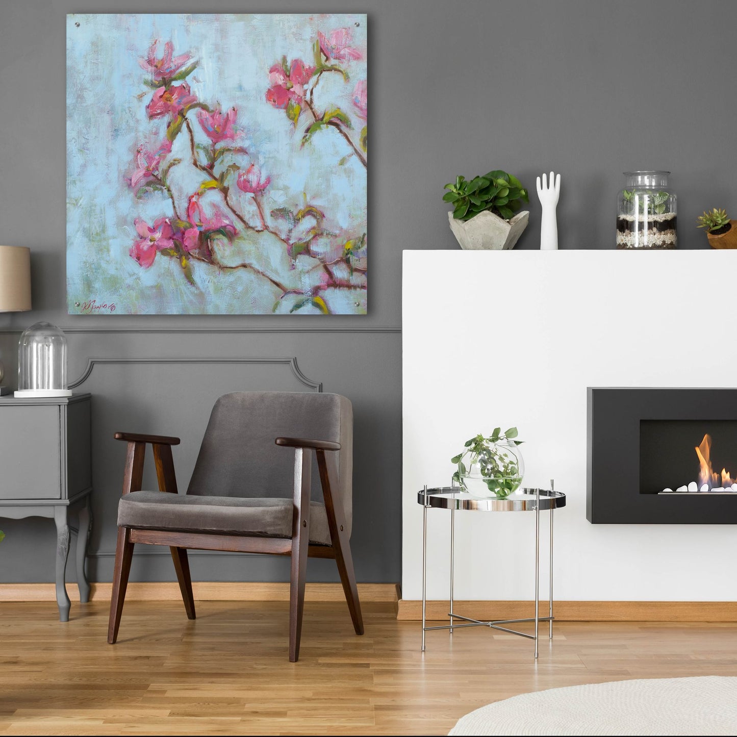 Epic Art 'Pink Dogwood' by Jennifer Stottle Taylor, Acrylic Glass Wall Art,36x36