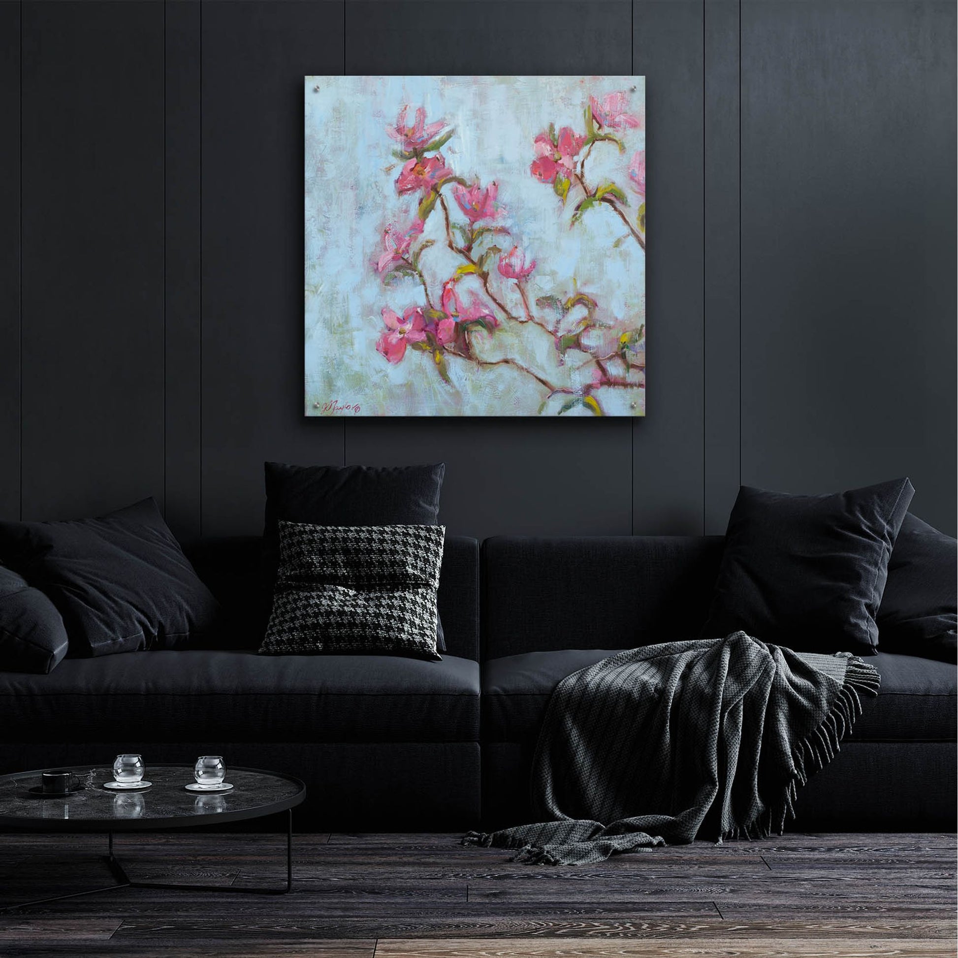 Epic Art 'Pink Dogwood' by Jennifer Stottle Taylor, Acrylic Glass Wall Art,36x36