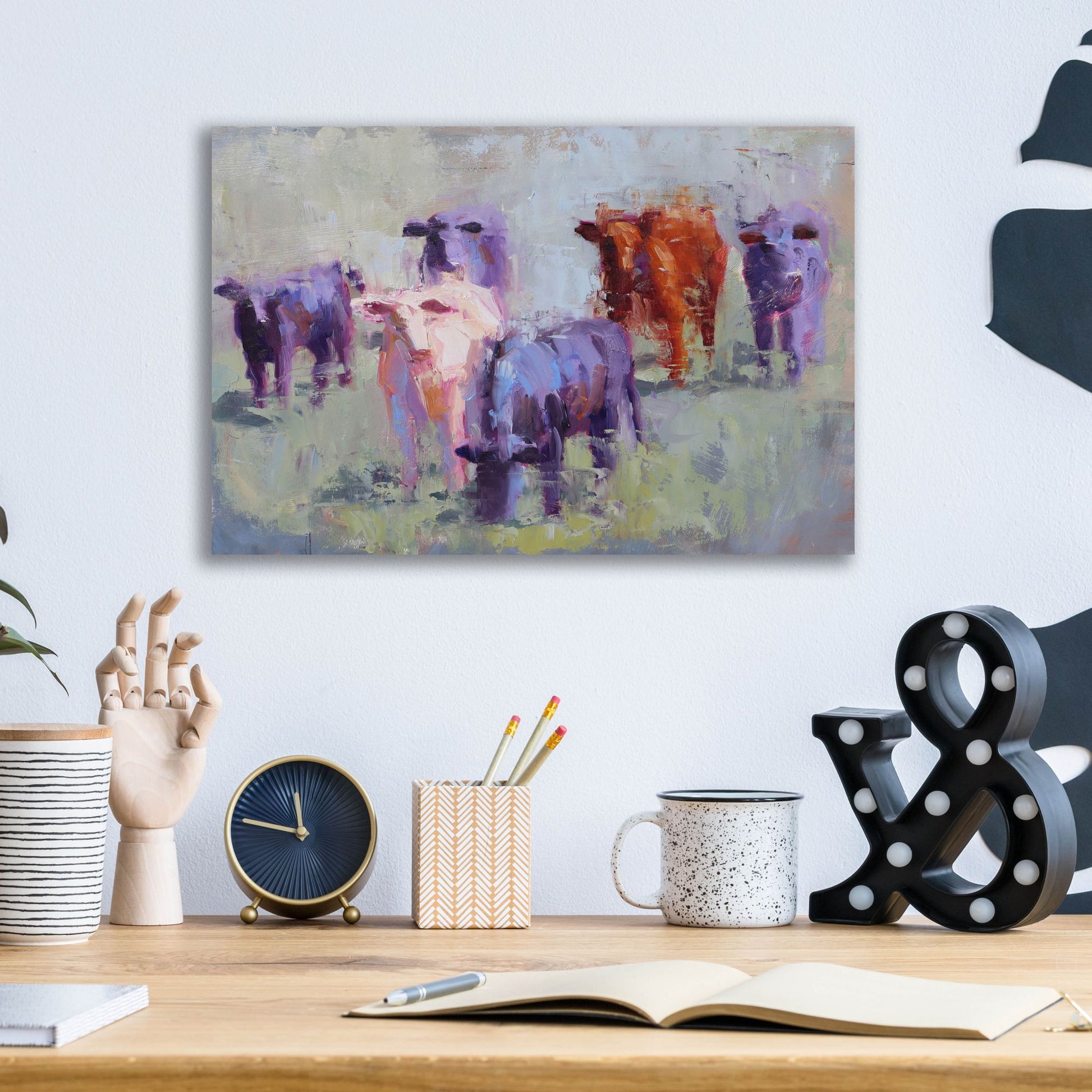 Epic Art 'Cow Study of Mixer' by Jennifer Stottle Taylor, Acrylic Glass Wall Art,16x12