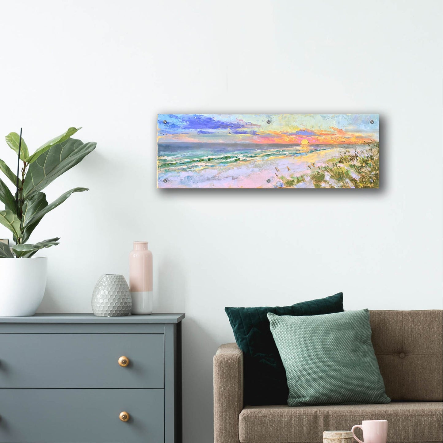 Epic Art 'Sunset GulfShores' by Jennifer Stottle Taylor, Acrylic Glass Wall Art,36x12