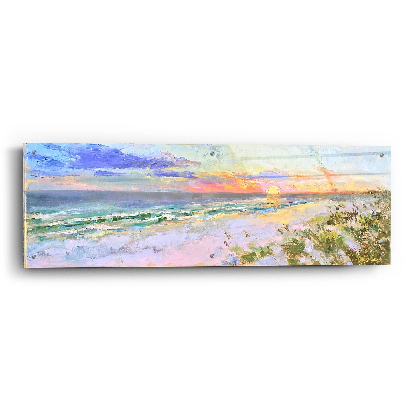 Epic Art 'Sunset GulfShores' by Jennifer Stottle Taylor, Acrylic Glass Wall Art,48x16