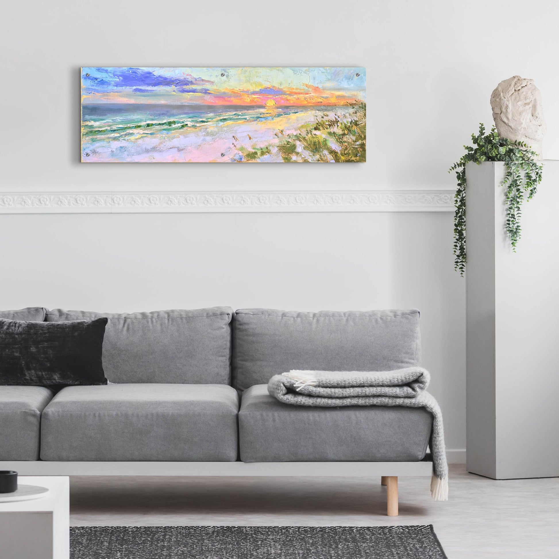 Epic Art 'Sunset GulfShores' by Jennifer Stottle Taylor, Acrylic Glass Wall Art,48x16