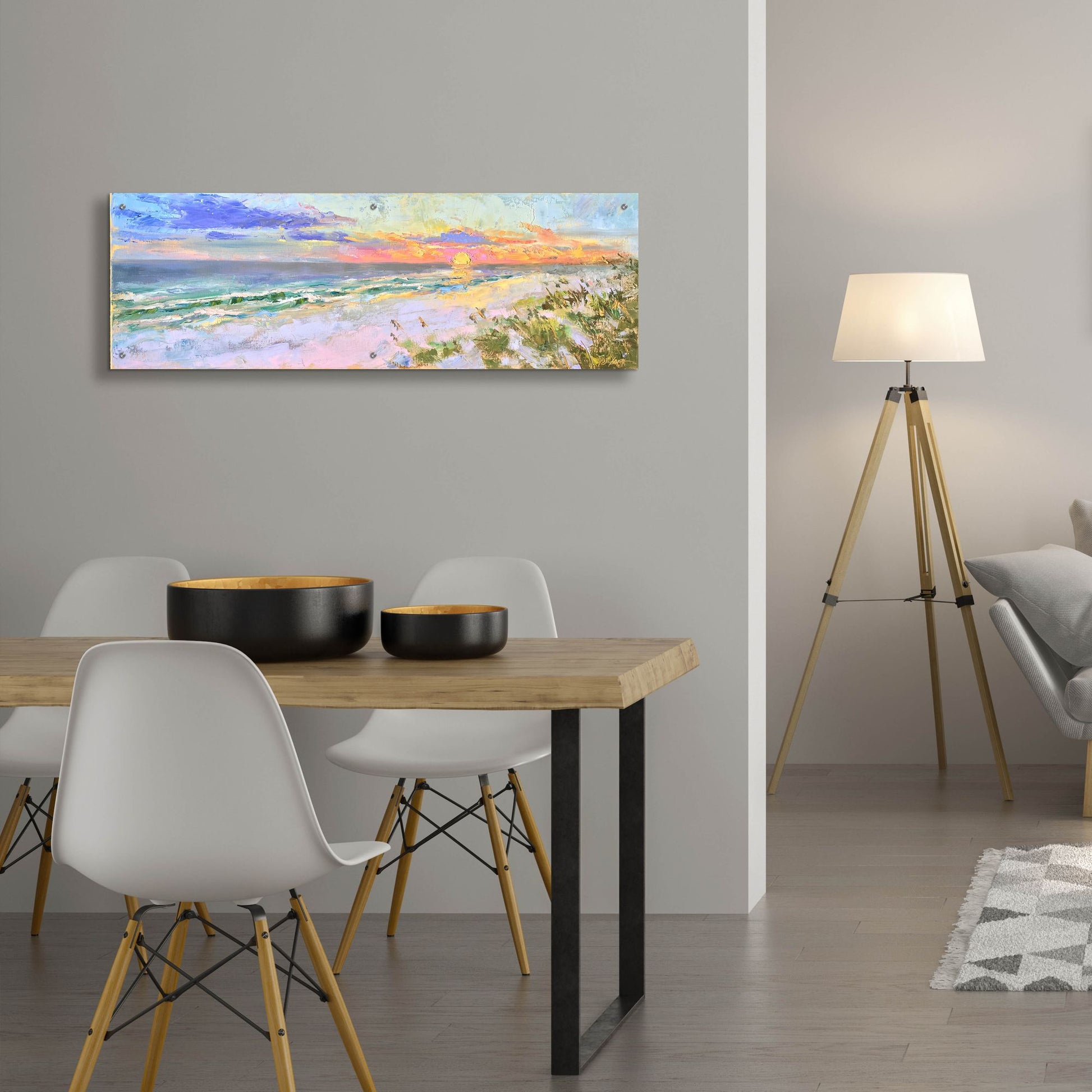 Epic Art 'Sunset GulfShores' by Jennifer Stottle Taylor, Acrylic Glass Wall Art,48x16