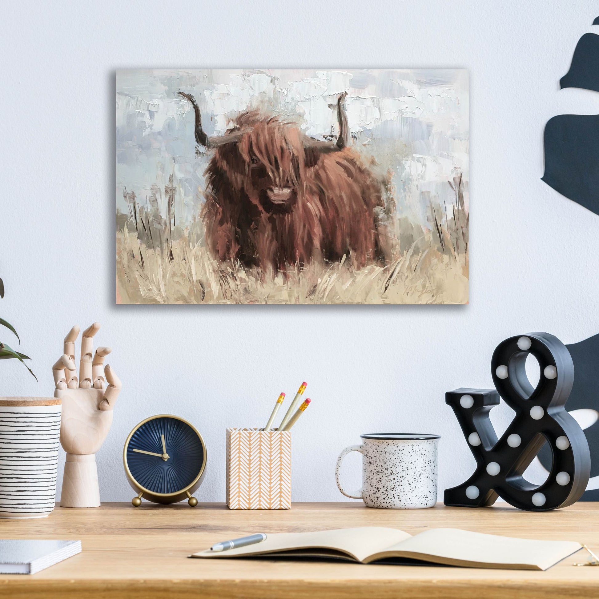 Epic Art 'Scottish Highland Bull B' by Jennifer Stottle Taylor, Acrylic Glass Wall Art,16x12