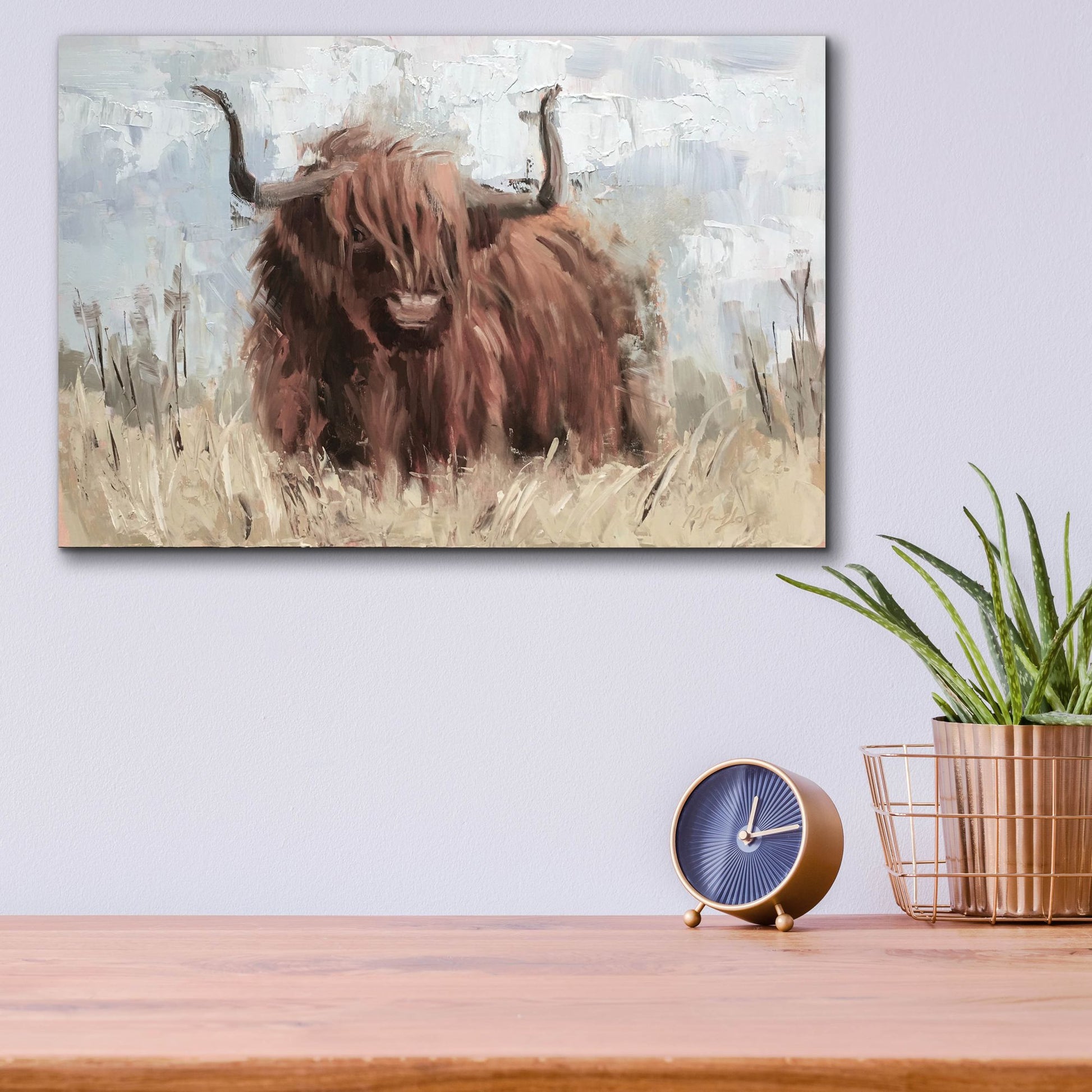 Epic Art 'Scottish Highland Bull B' by Jennifer Stottle Taylor, Acrylic Glass Wall Art,16x12