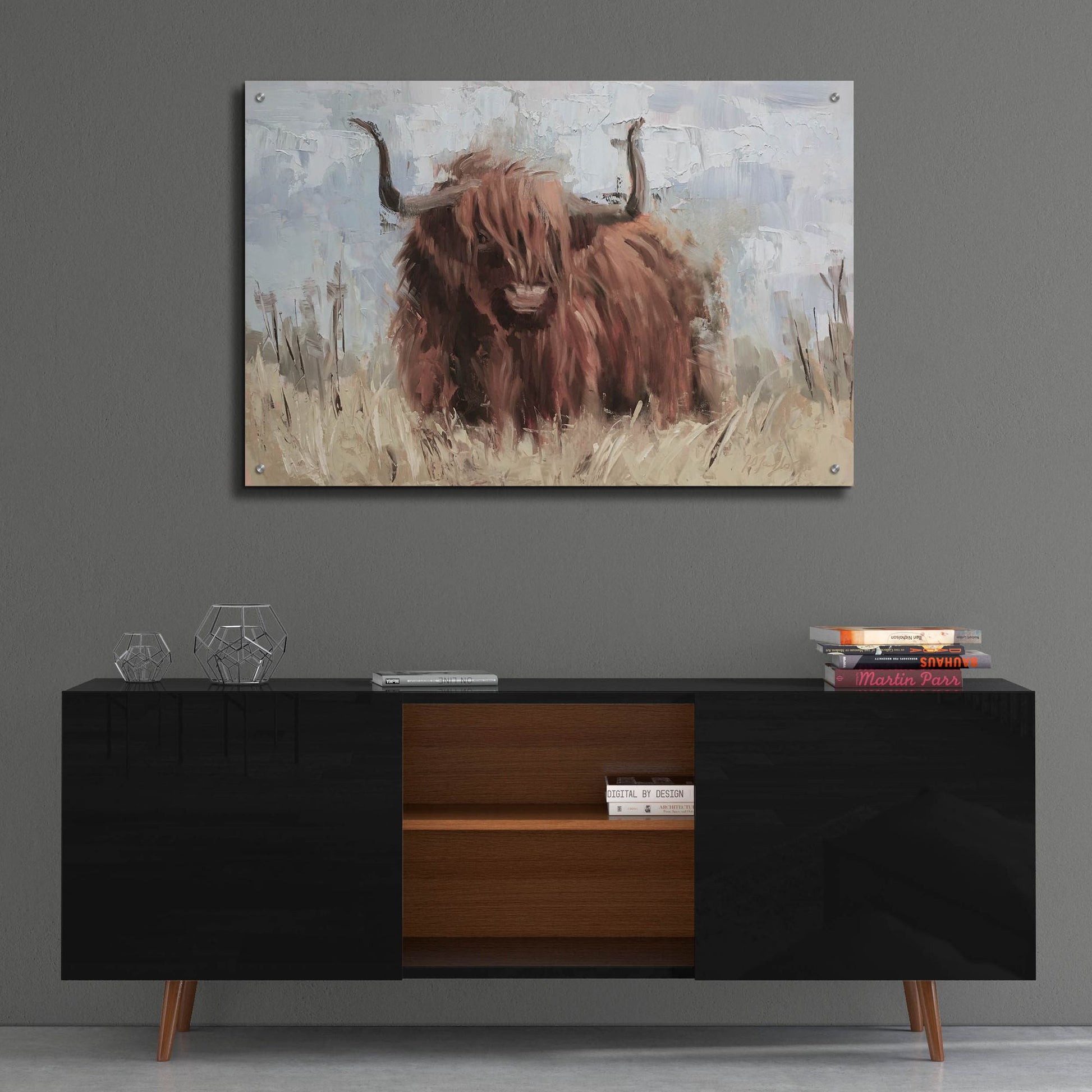 Epic Art 'Scottish Highland Bull B' by Jennifer Stottle Taylor, Acrylic Glass Wall Art,36x24