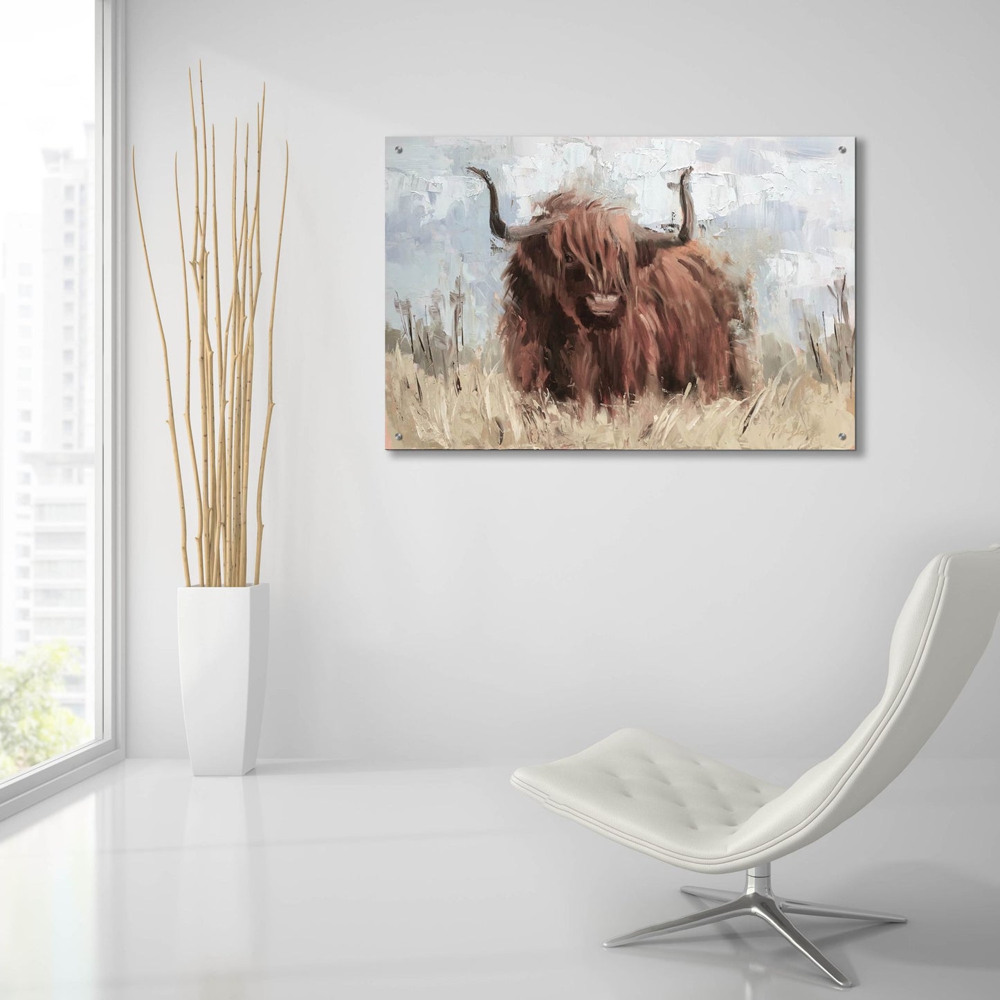 Epic Art 'Scottish Highland Bull B' by Jennifer Stottle Taylor, Acrylic Glass Wall Art,36x24