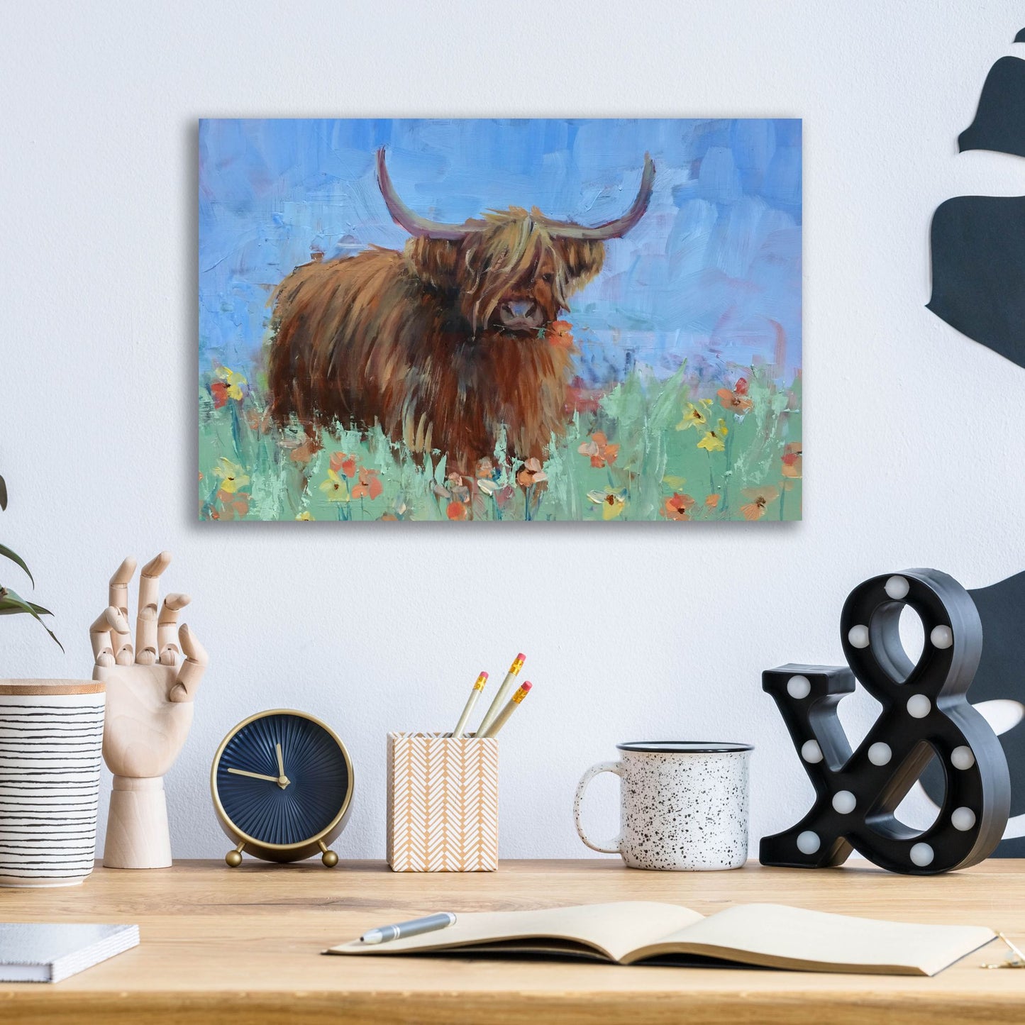 Epic Art 'Scottish Highland Cow' by Jennifer Stottle Taylor, Acrylic Glass Wall Art,16x12