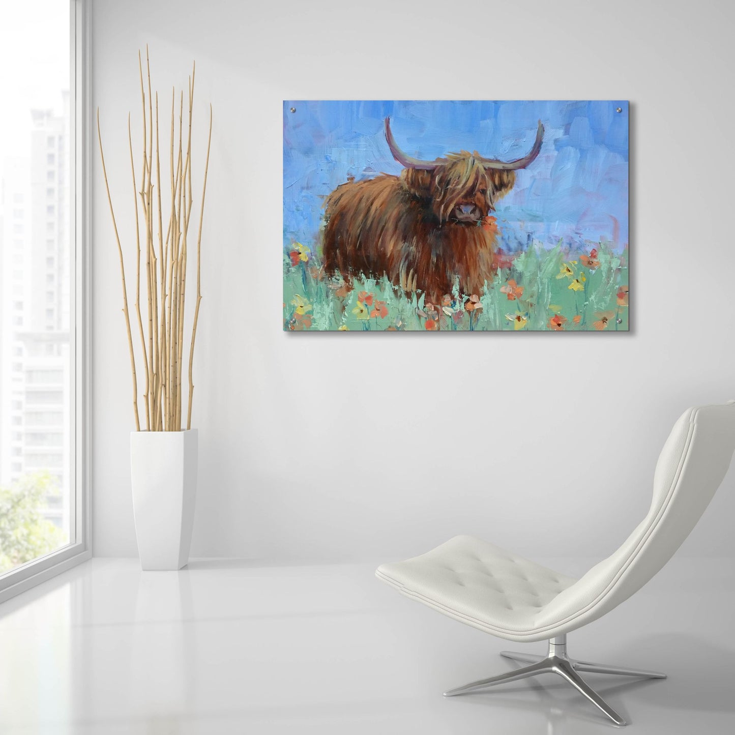 Epic Art 'Scottish Highland Cow' by Jennifer Stottle Taylor, Acrylic Glass Wall Art,36x24