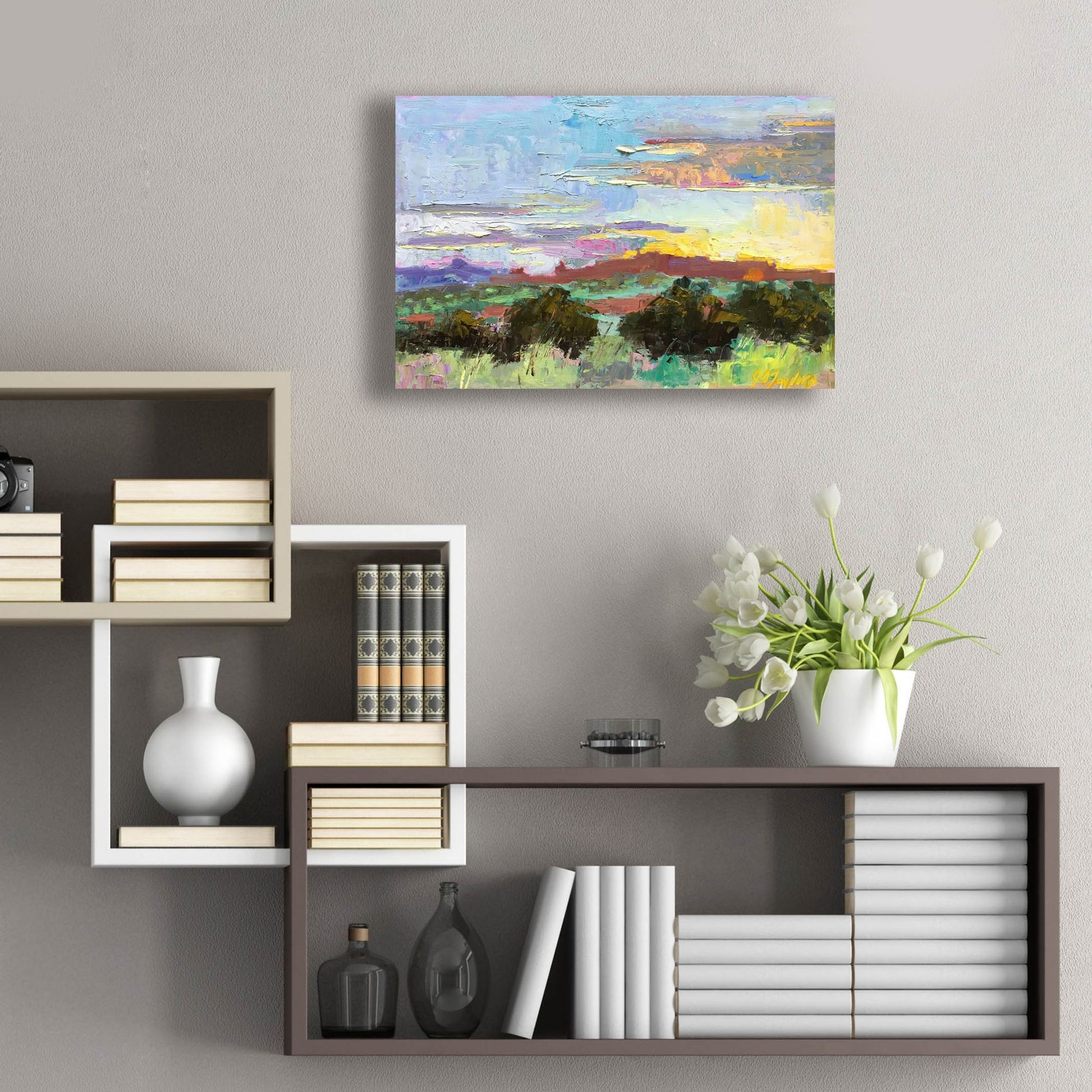 Epic Art 'Desert Sunset' by Jennifer Stottle Taylor, Acrylic Glass Wall Art,24x16