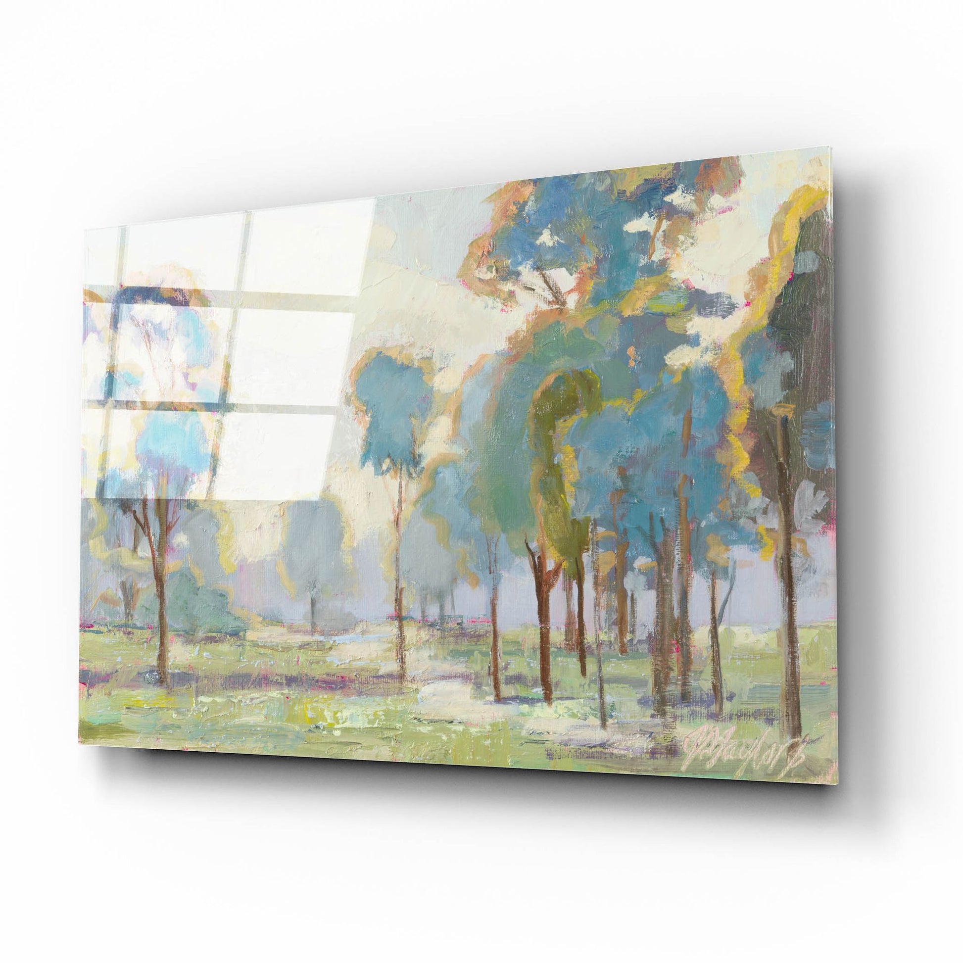 Epic Art 'Blue Trees in Landscape' by Jennifer Stottle Taylor, Acrylic Glass Wall Art,16x12