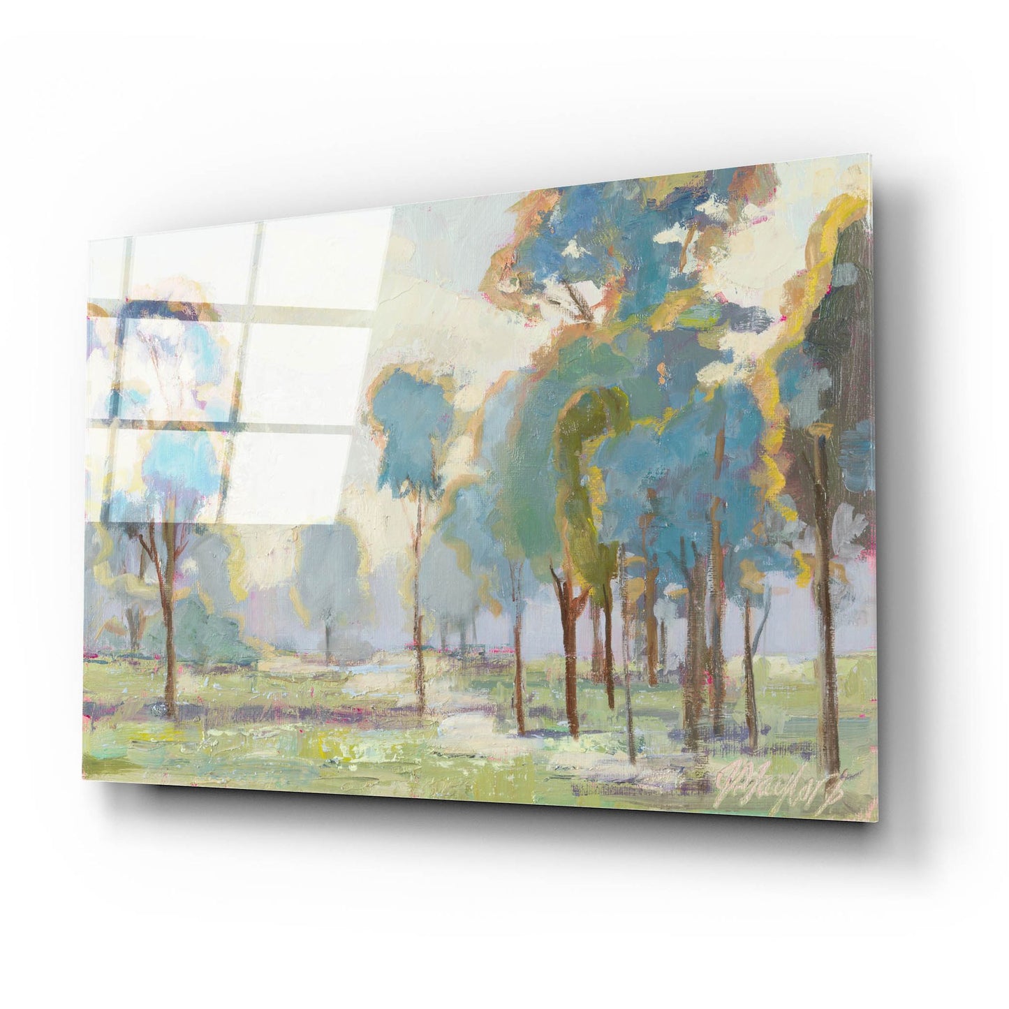 Epic Art 'Blue Trees in Landscape' by Jennifer Stottle Taylor, Acrylic Glass Wall Art,24x16