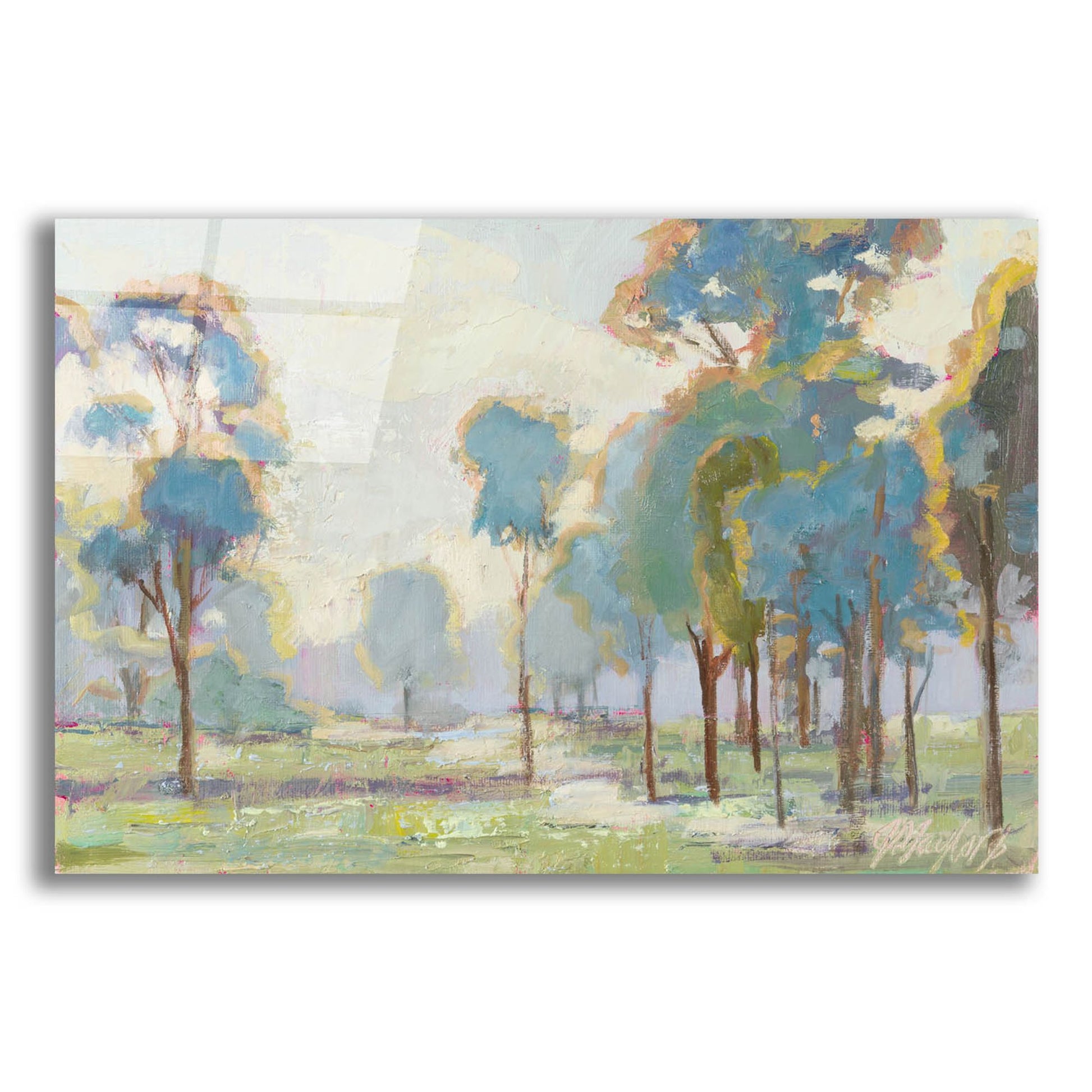 Epic Art 'Blue Trees in Landscape' by Jennifer Stottle Taylor, Acrylic Glass Wall Art,24x16