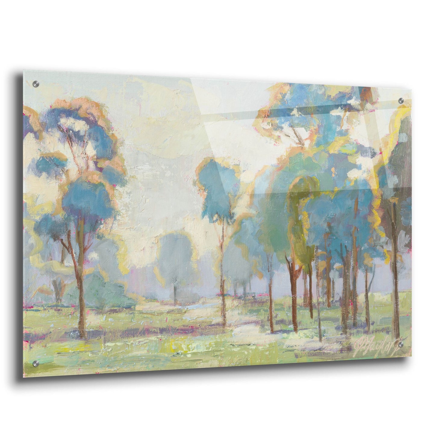 Epic Art 'Blue Trees in Landscape' by Jennifer Stottle Taylor, Acrylic Glass Wall Art,36x24