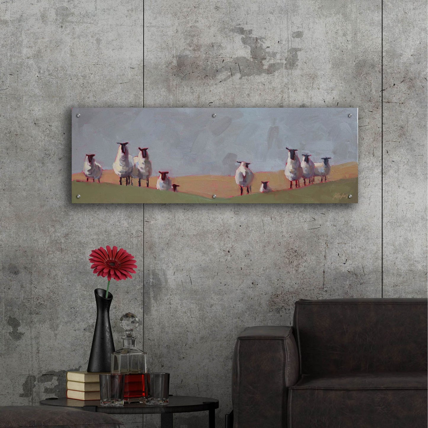 Epic Art '10 Sheep' by Jennifer Stottle Taylor, Acrylic Glass Wall Art,48x16