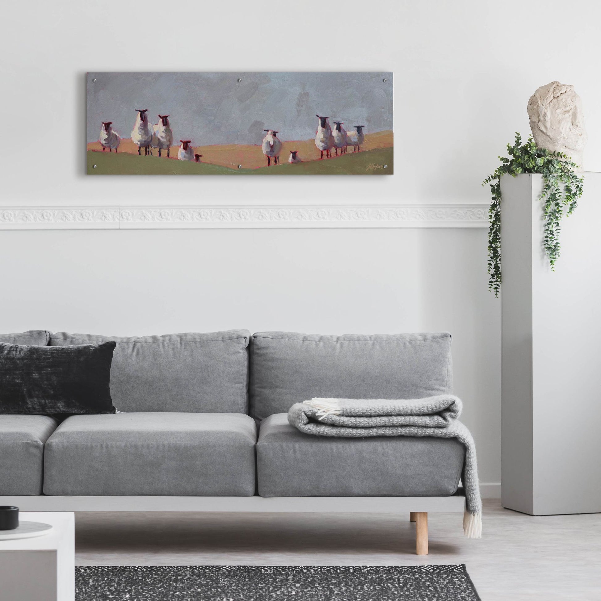 Epic Art '10 Sheep' by Jennifer Stottle Taylor, Acrylic Glass Wall Art,48x16