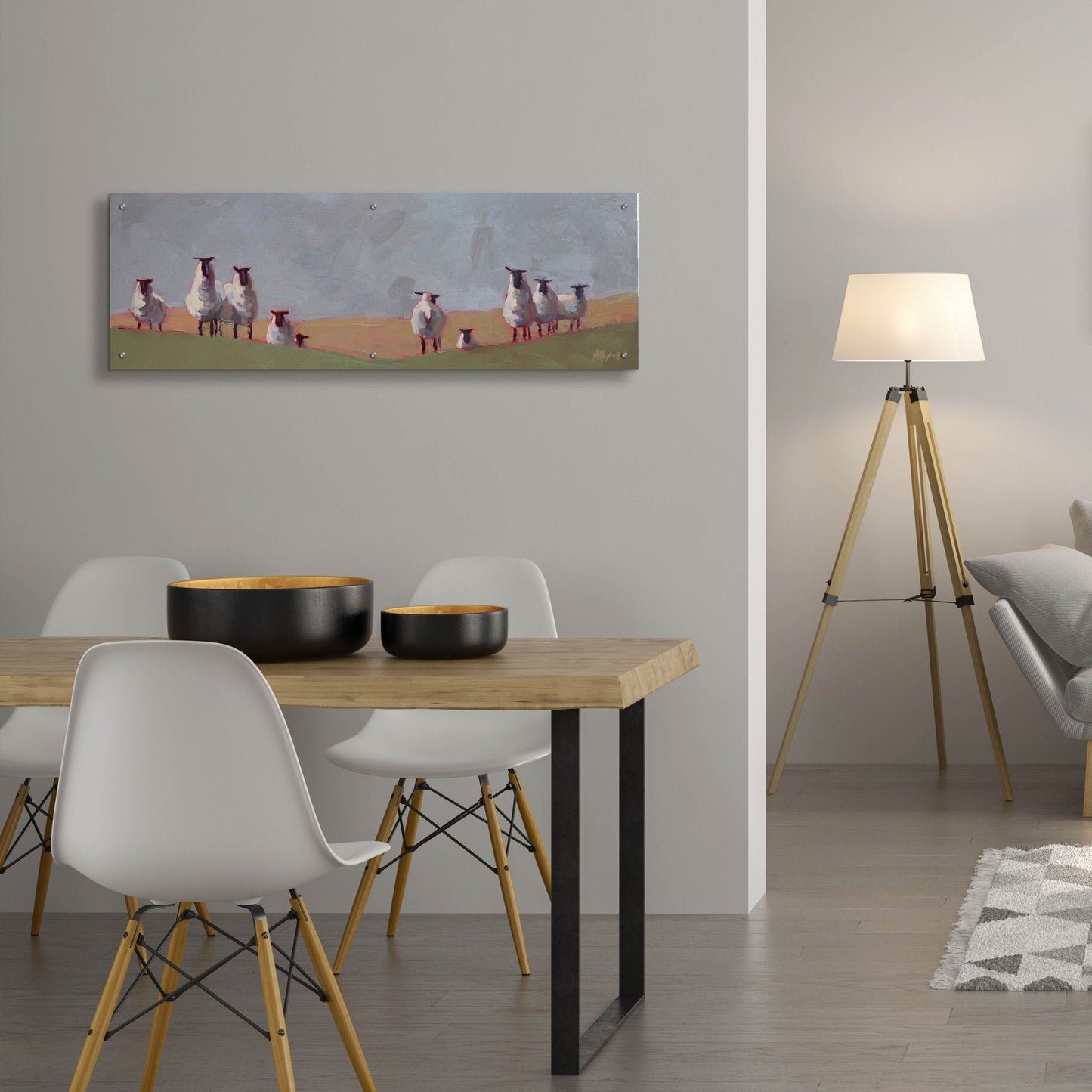 Epic Art '10 Sheep' by Jennifer Stottle Taylor, Acrylic Glass Wall Art,48x16