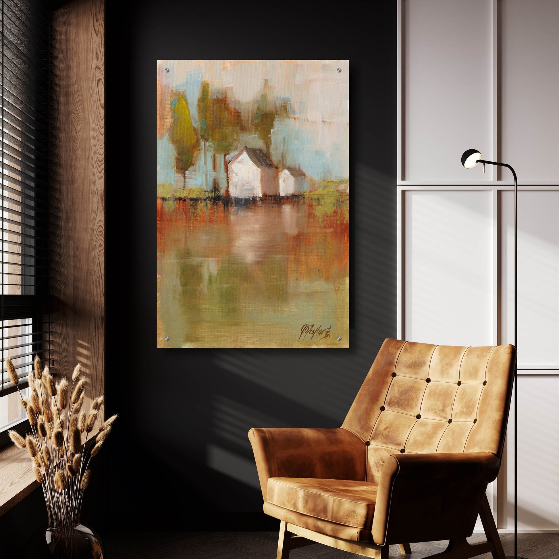 Epic Art 'Misty Boat House 1' by Jennifer Stottle Taylor, Acrylic Glass Wall Art,24x36