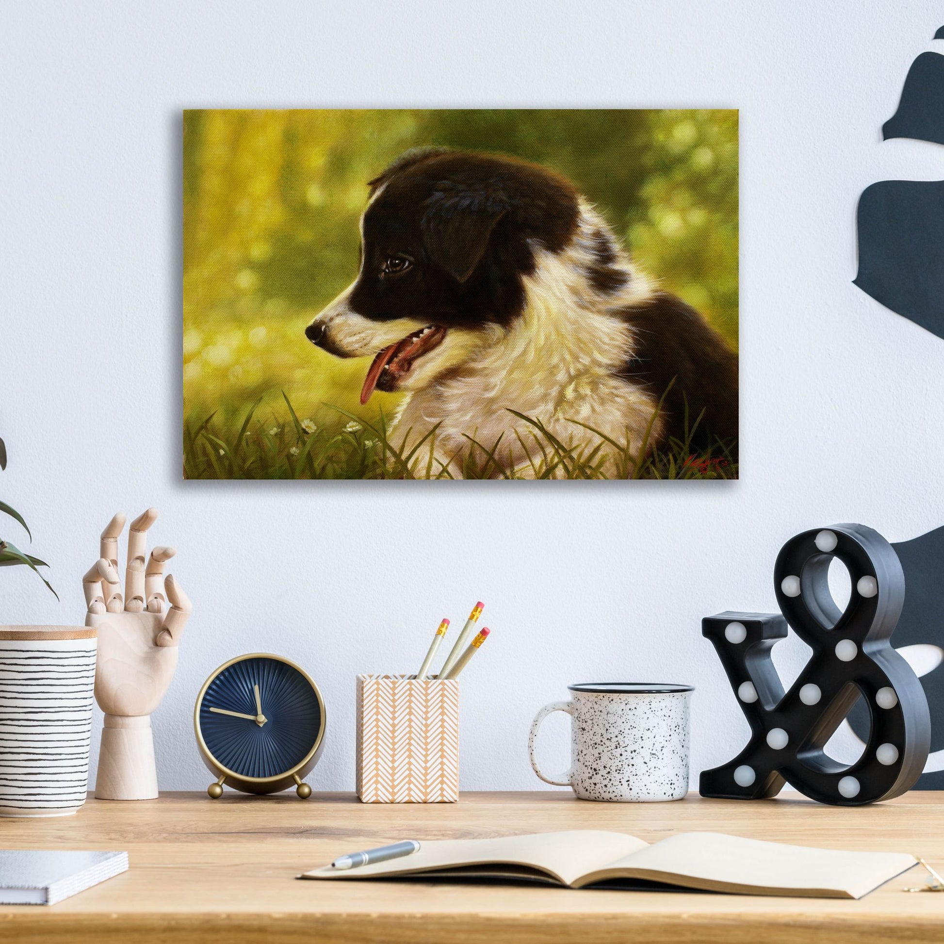 Epic Art 'Border Collie garden' by John Silver, Acrylic Glass Wall Art,16x12