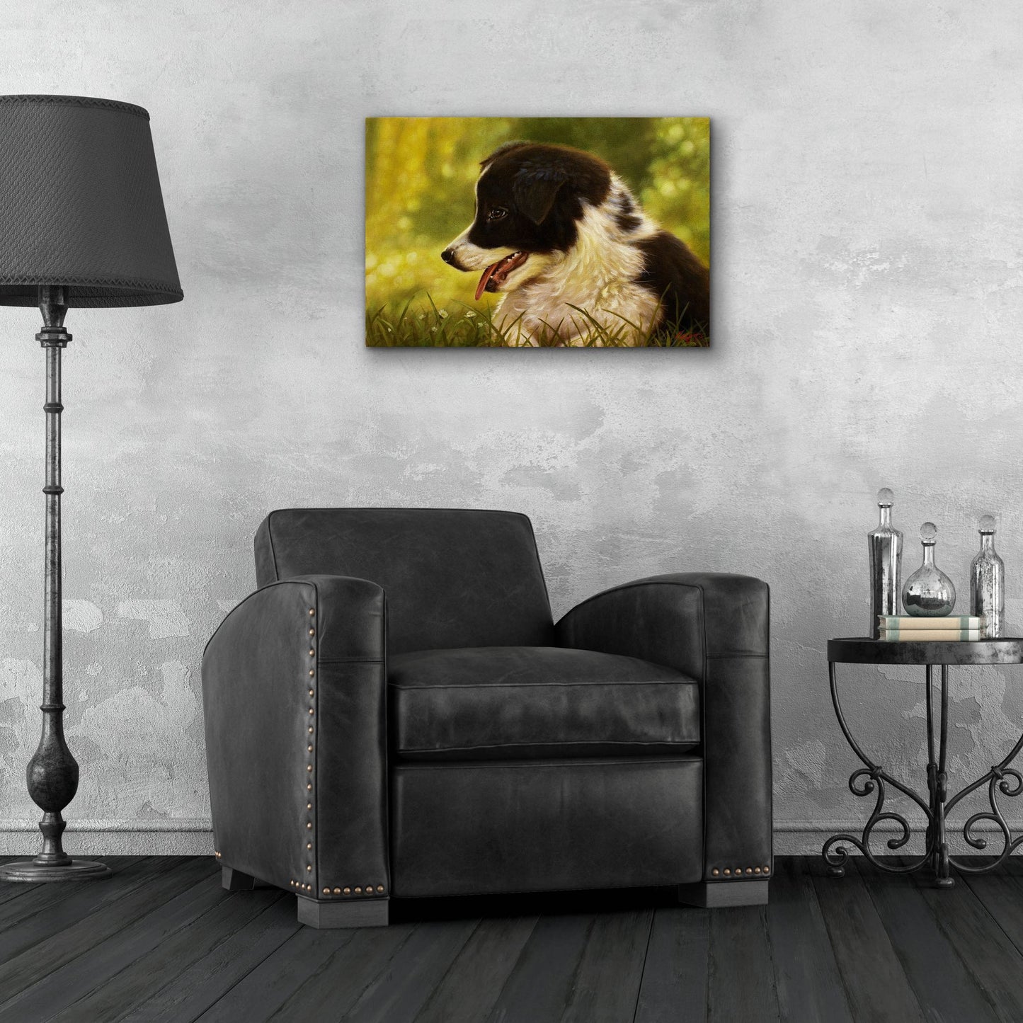 Epic Art 'Border Collie garden' by John Silver, Acrylic Glass Wall Art,24x16