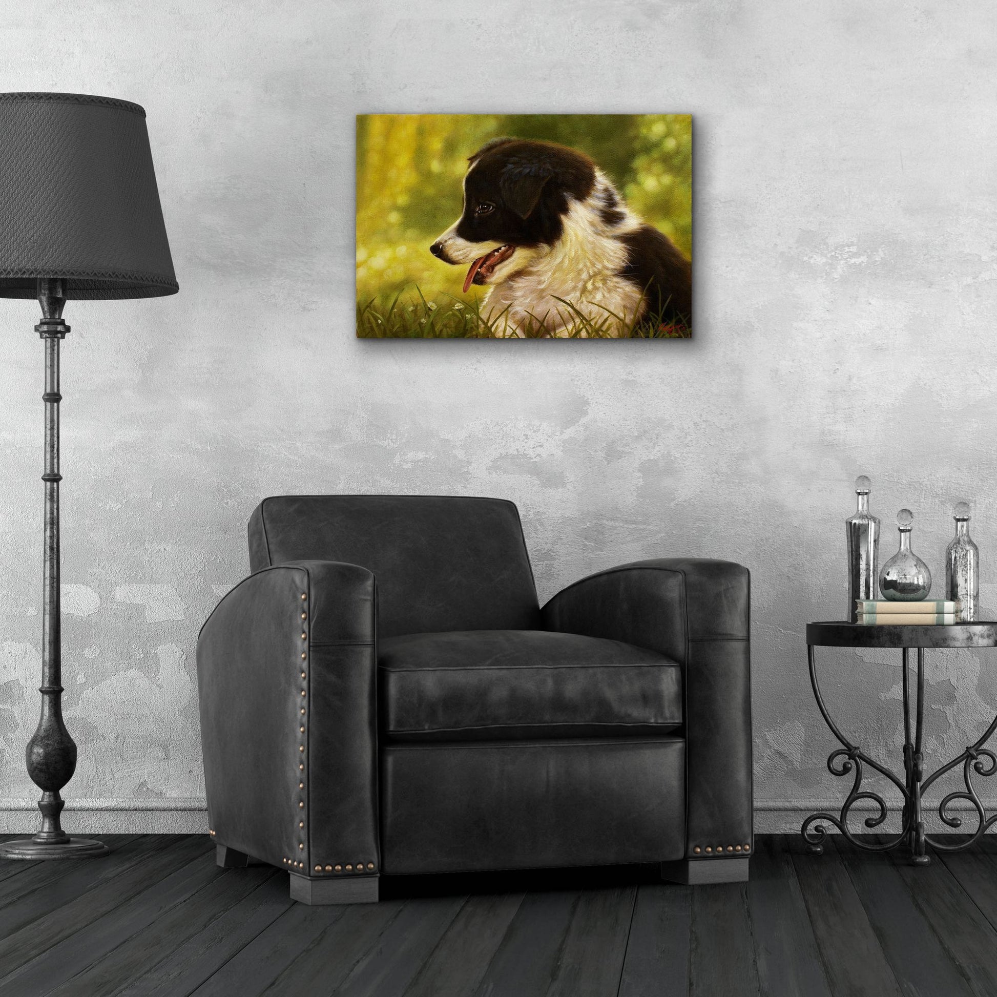 Epic Art 'Border Collie garden' by John Silver, Acrylic Glass Wall Art,24x16