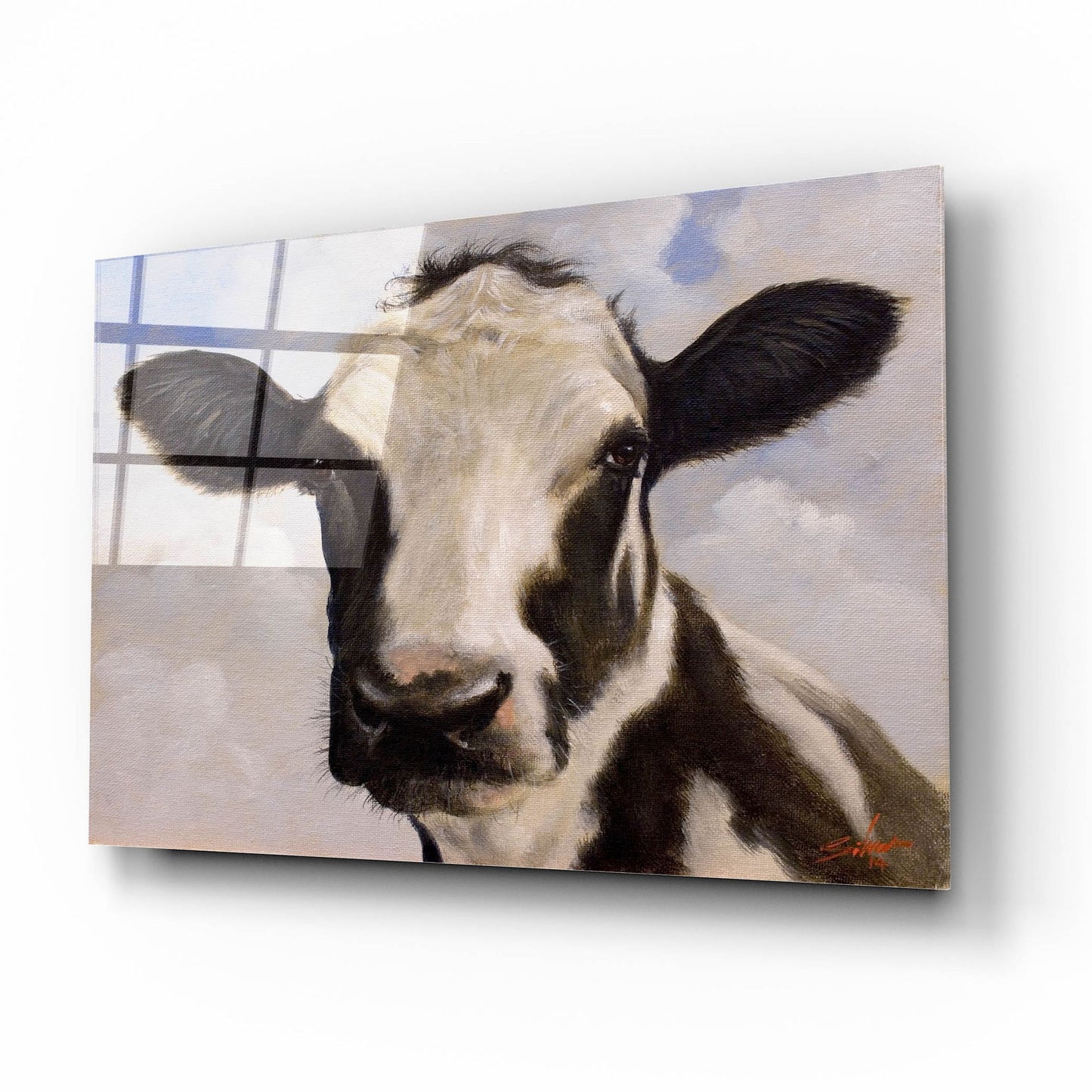 Epic Art ' Serious Cow' by John Silver, Acrylic Glass Wall Art,16x12