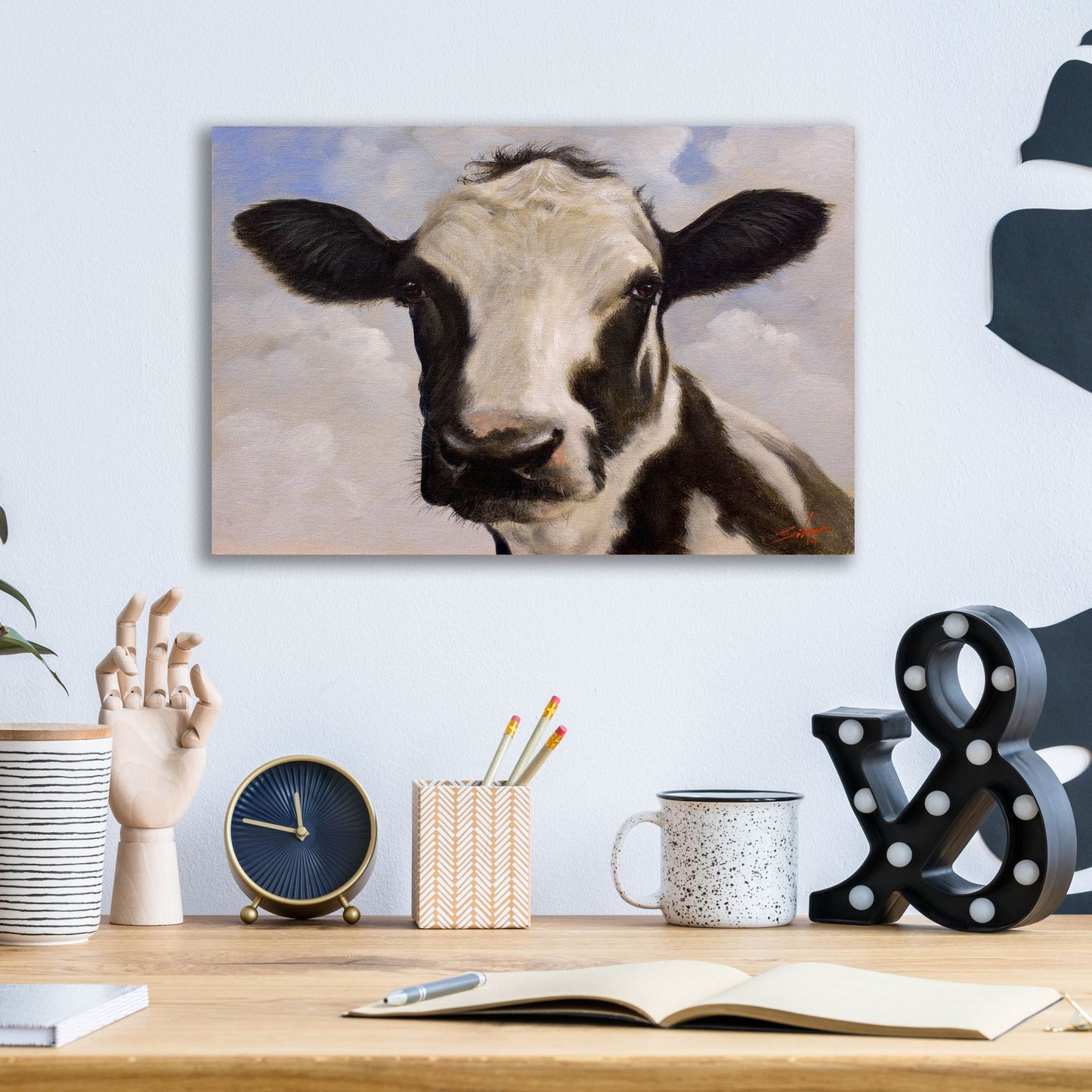 Epic Art ' Serious Cow' by John Silver, Acrylic Glass Wall Art,16x12