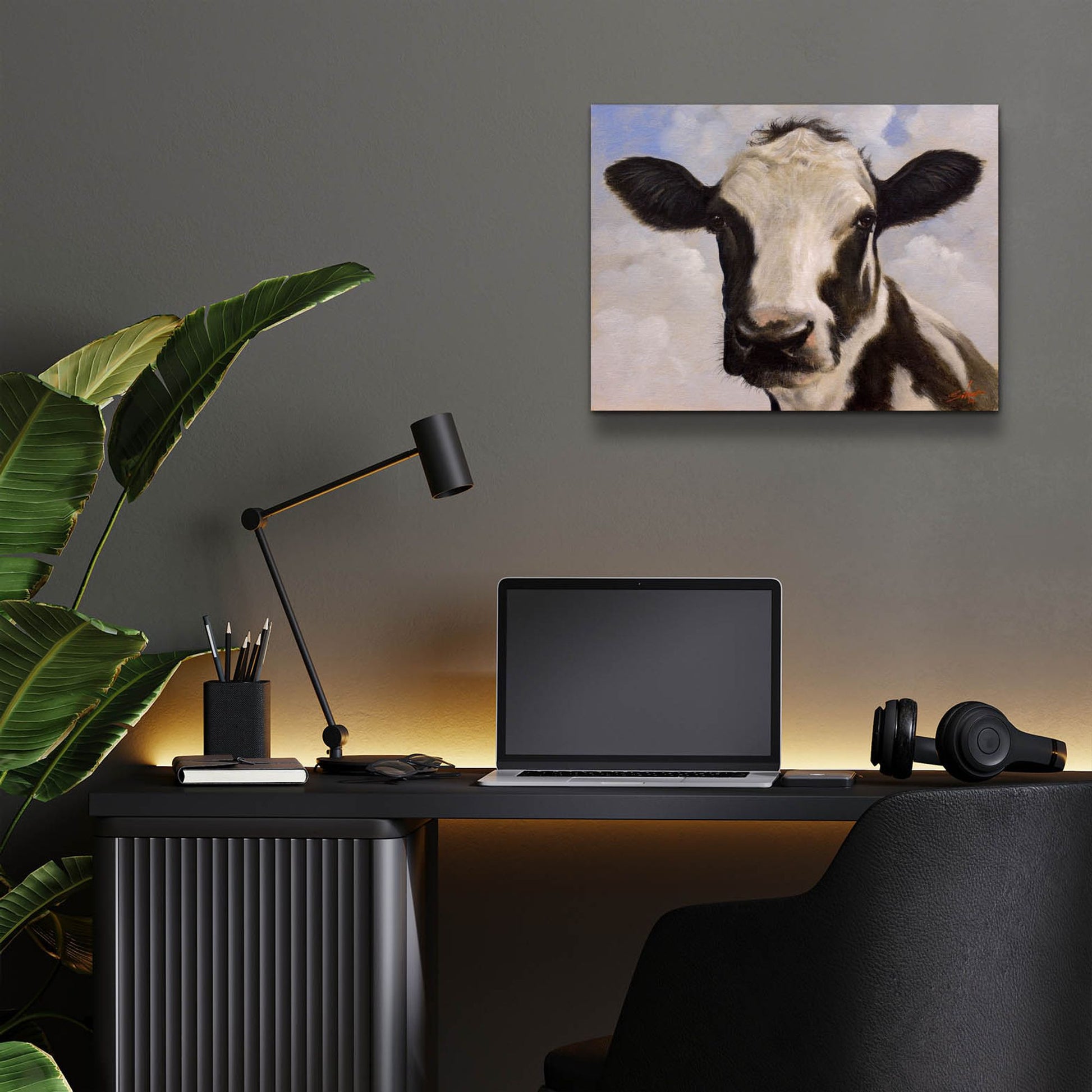 Epic Art ' Serious Cow' by John Silver, Acrylic Glass Wall Art,16x12