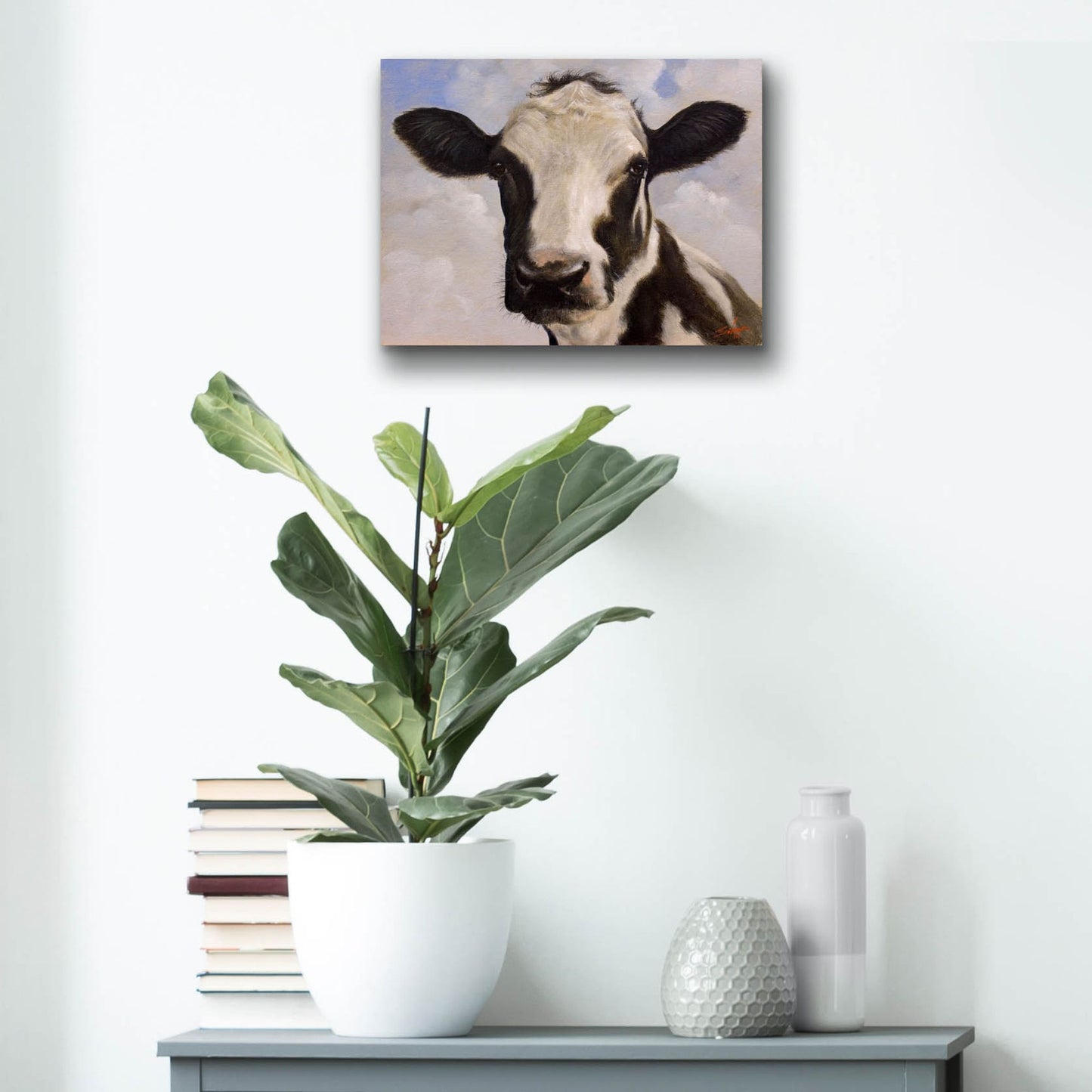 Epic Art ' Serious Cow' by John Silver, Acrylic Glass Wall Art,16x12